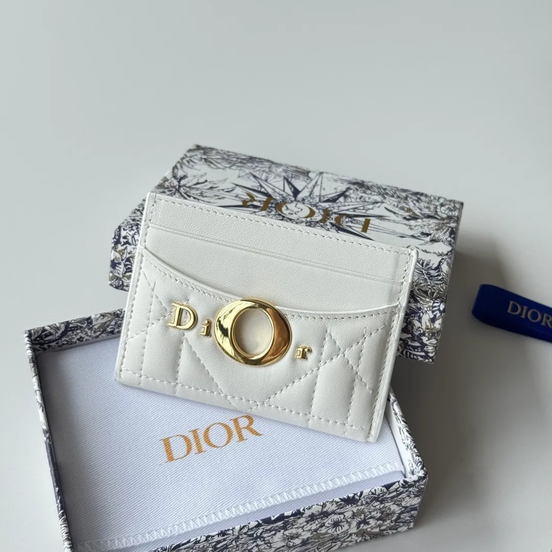 Dior Lambskin Quilted Cardholder in White · view 5