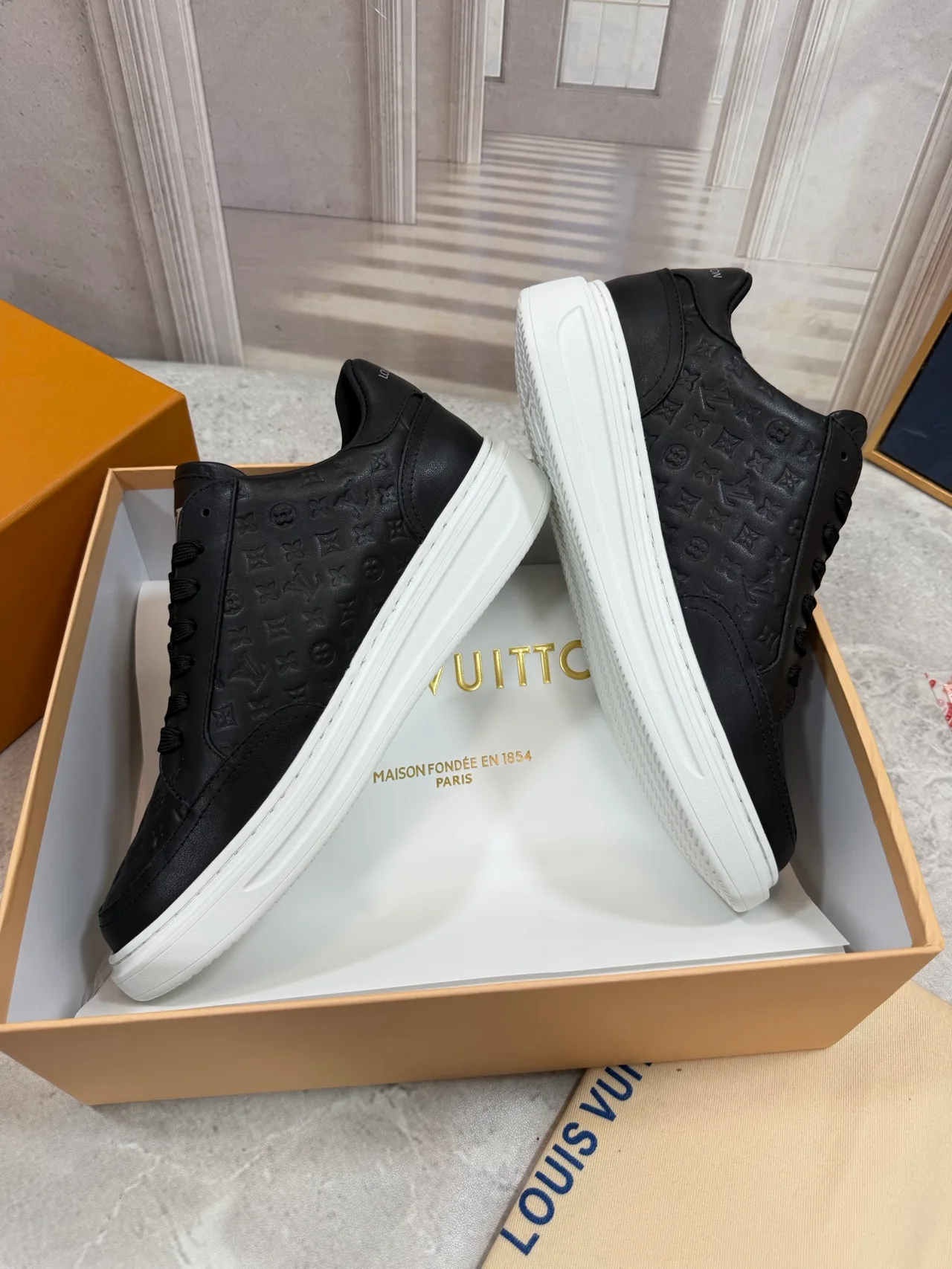 Louis Vuitton Calfskin Sneakers in Black · view 4