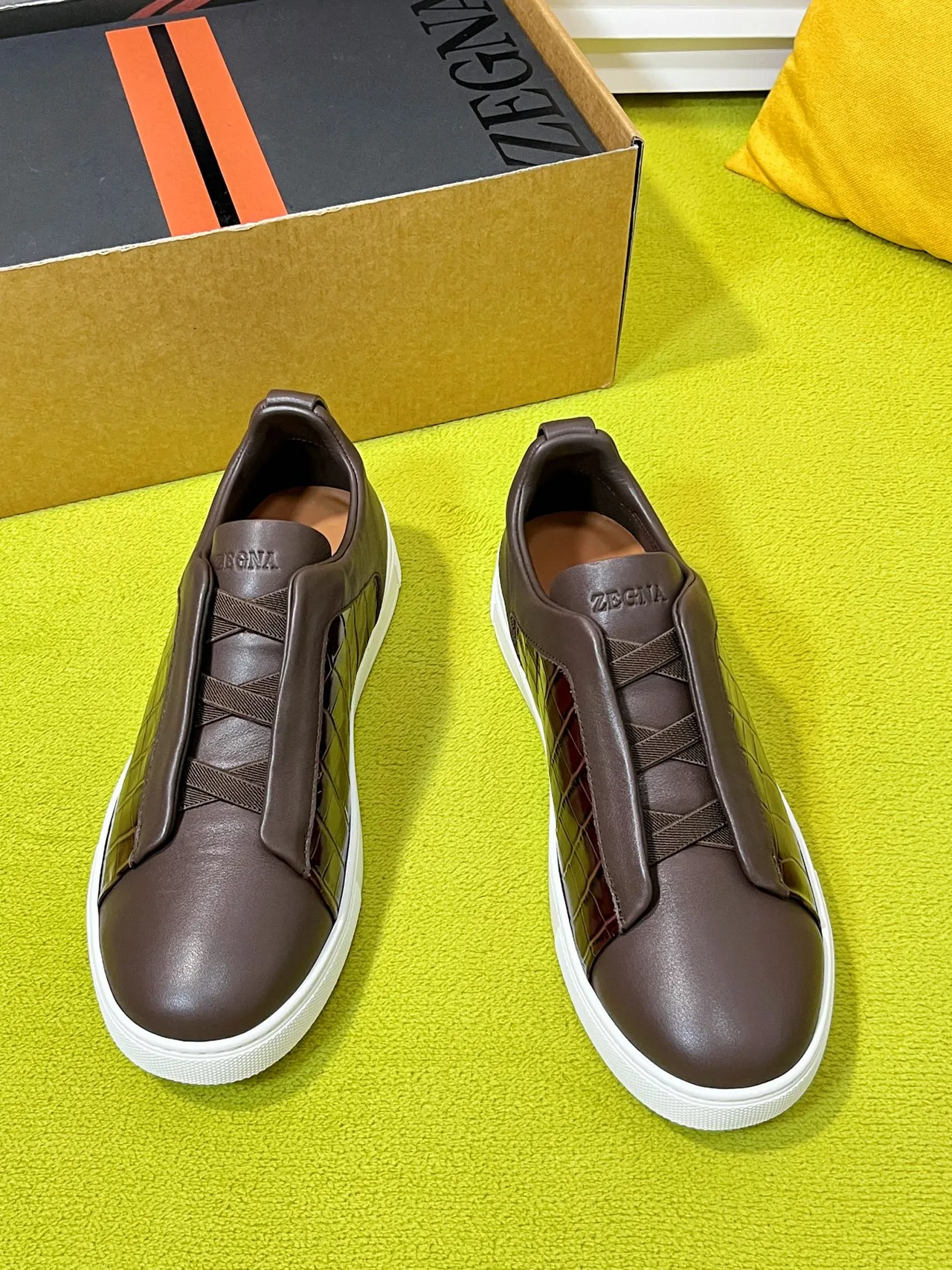 Zegna Slip-On Sneakers in Brown · view 2