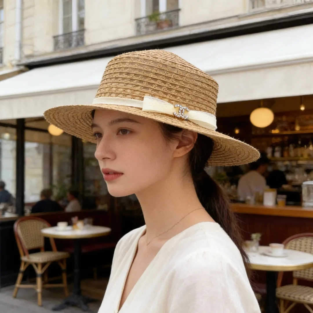 Chanel Woven Boater Hat in Beige · view 2