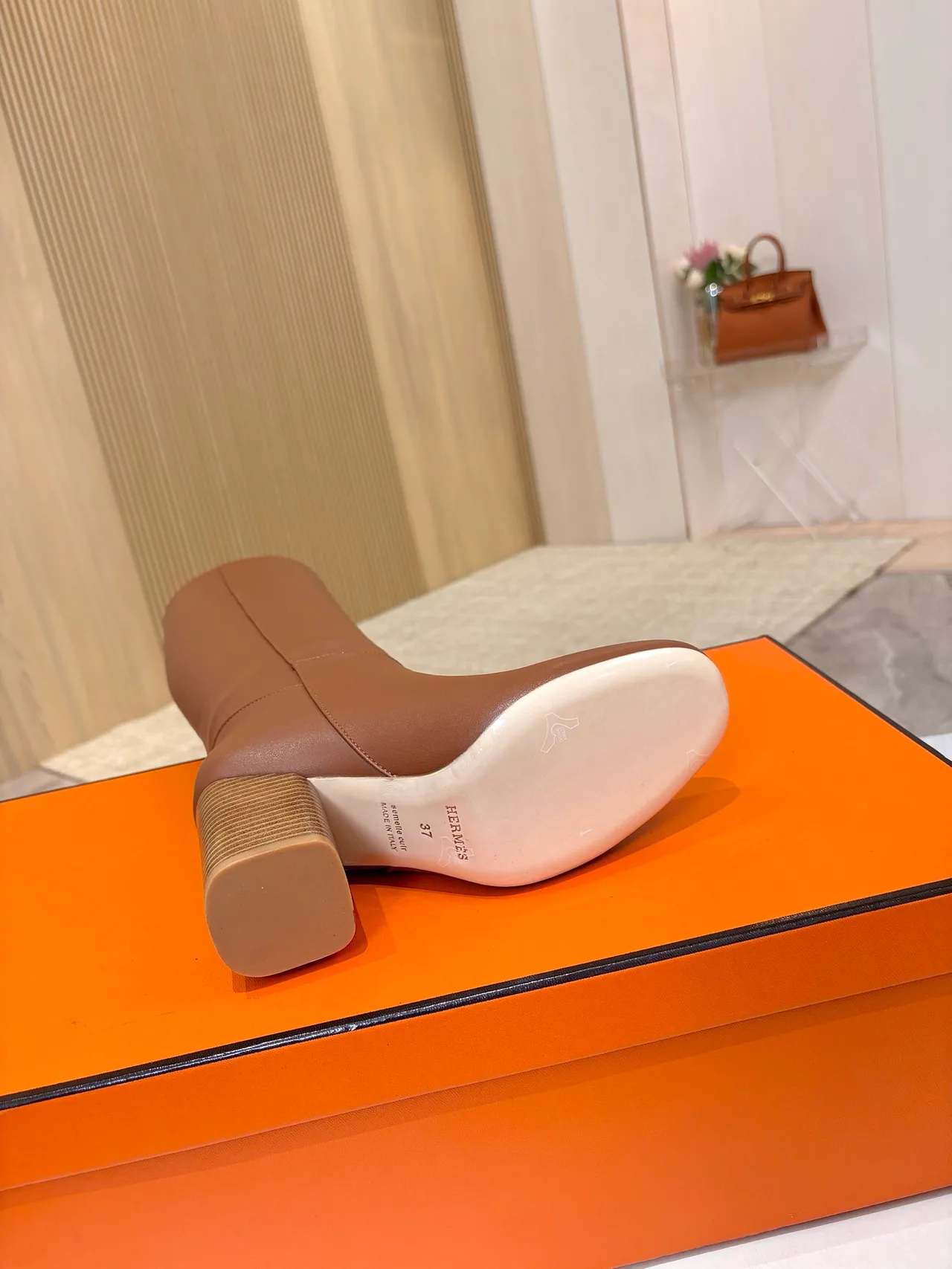 Hermes Cowhide Boots in Brown · view 8