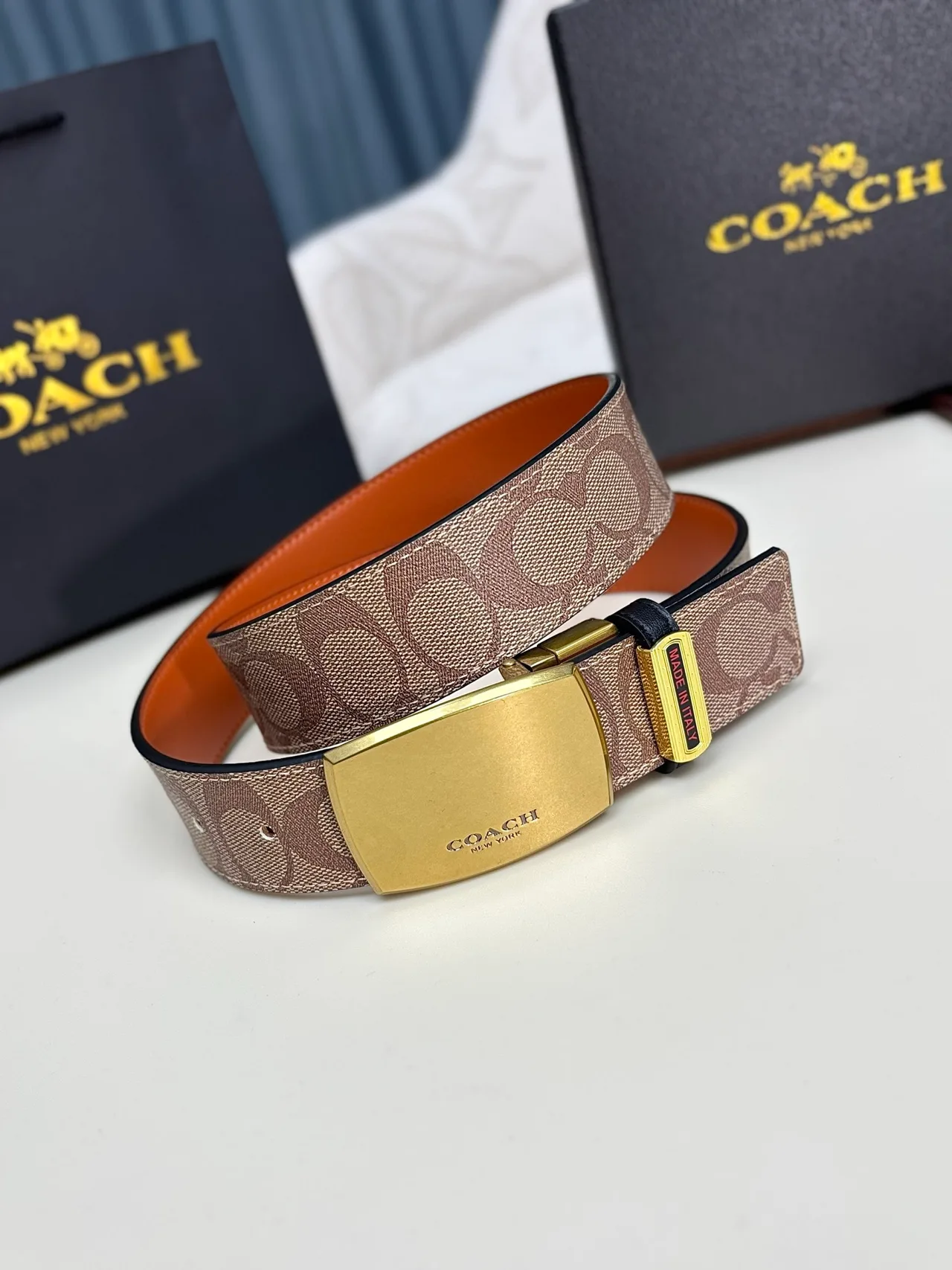 Coach Automatic Belt in Brown / Black · view 4