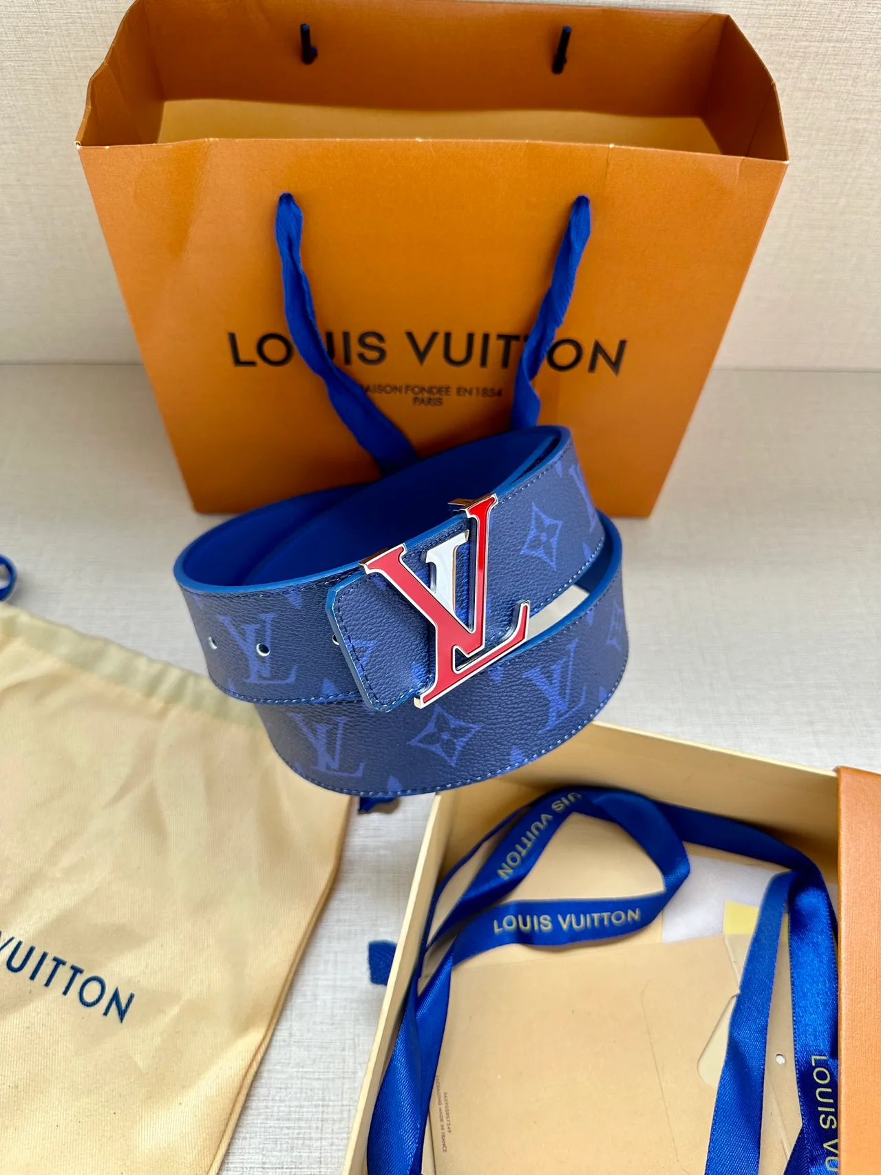 Louis Vuitton Canvas Belt in Blue · view 6