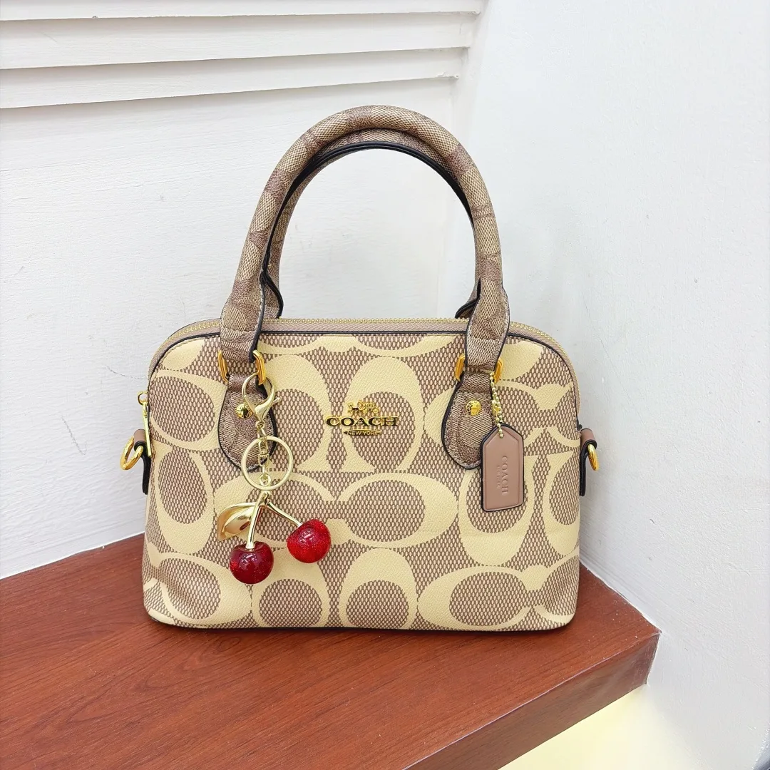 Coach Signature Handbag in Beige & Pink & Black & White & Brown & Grey · view 1