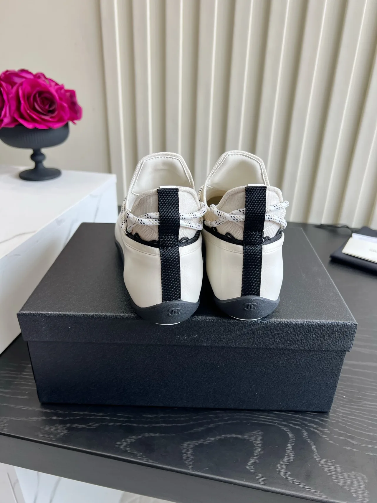 Chanel Sheepskin Striped Sneakers in White · view 5
