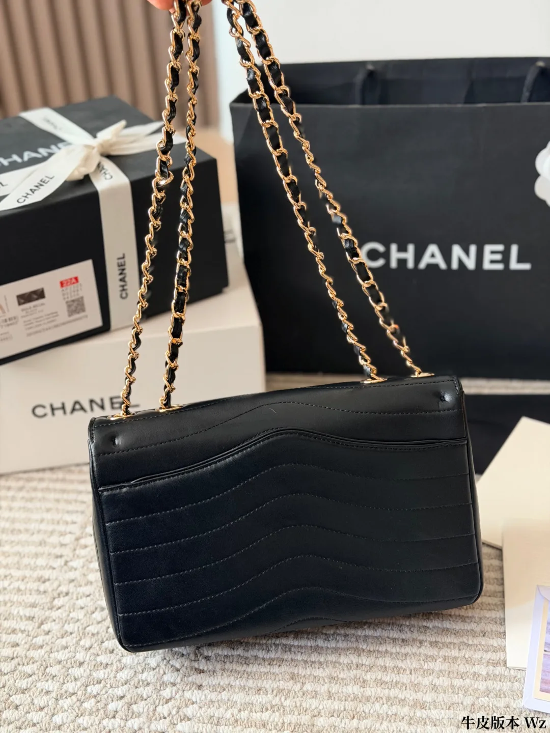 Chanel Cowhide Quilted Crossbody Bag in Black · view 5