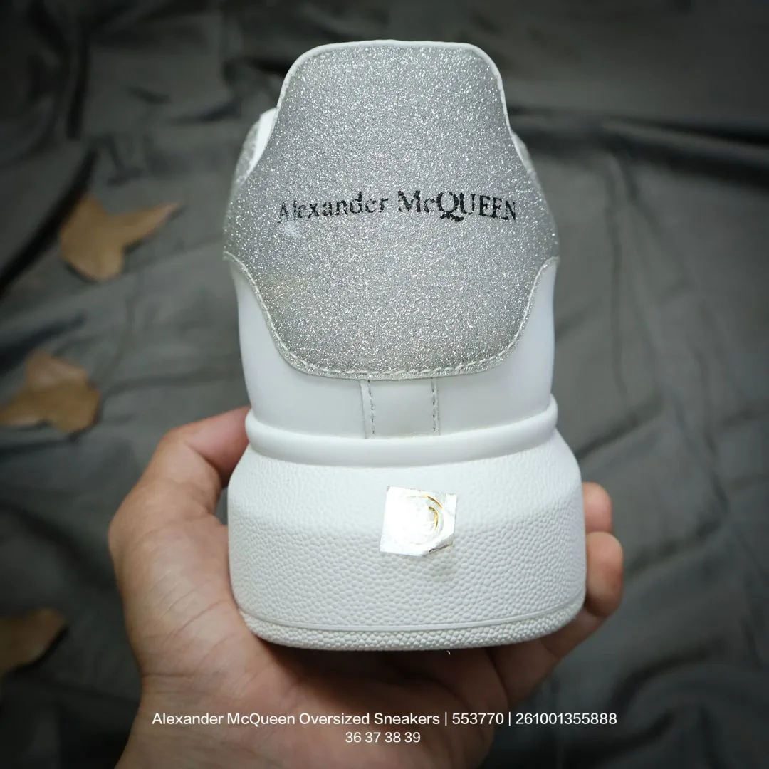 Alexander McQueen Lambskin Glossy Sneakers in White · view 4