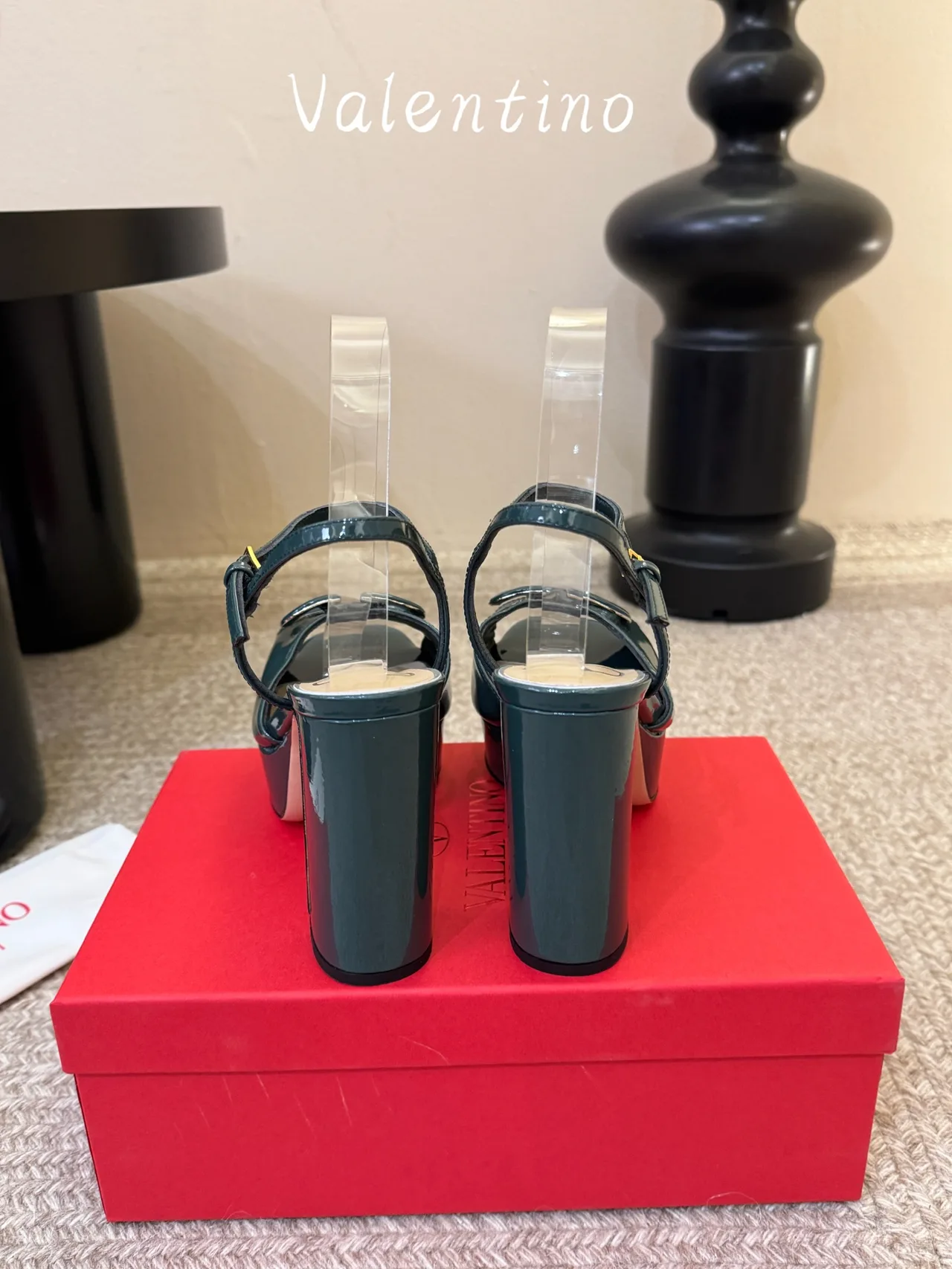 Valentino Patent Leather Glossy Sandals in Green · view 6
