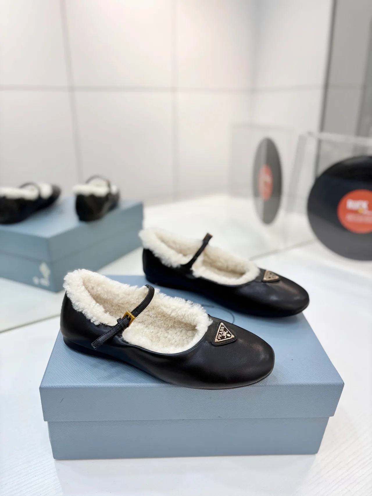 Prada Smooth Mary Jane Shoes in Black · view 1