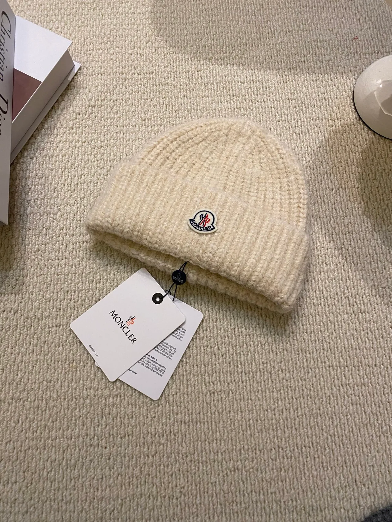 Moncler Beanie in White & Black & Beige & Grey & Brown · view 3