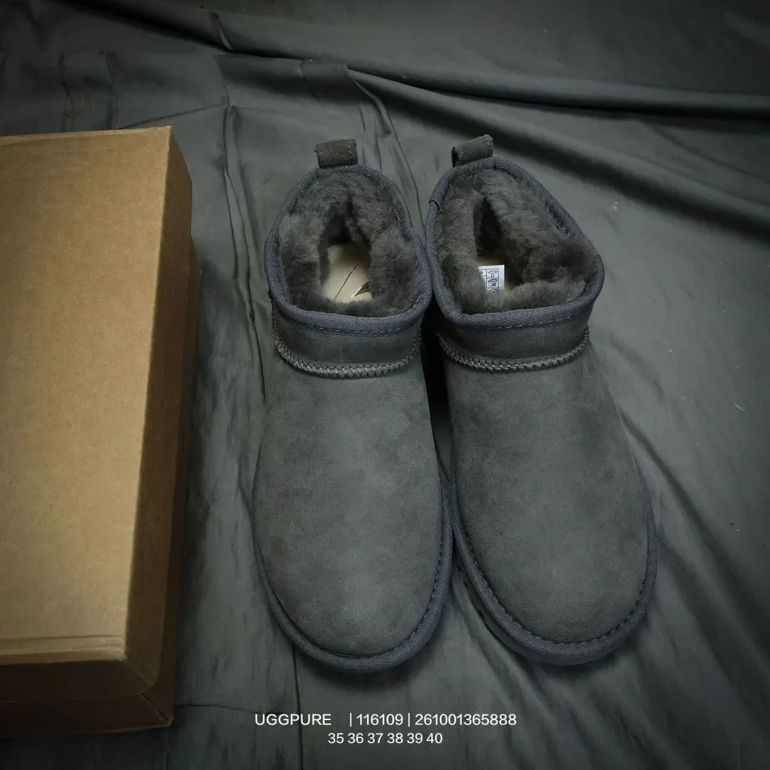 UGG Wool Suede-Look Round-Toe Ankle Boots in Grey · view 1