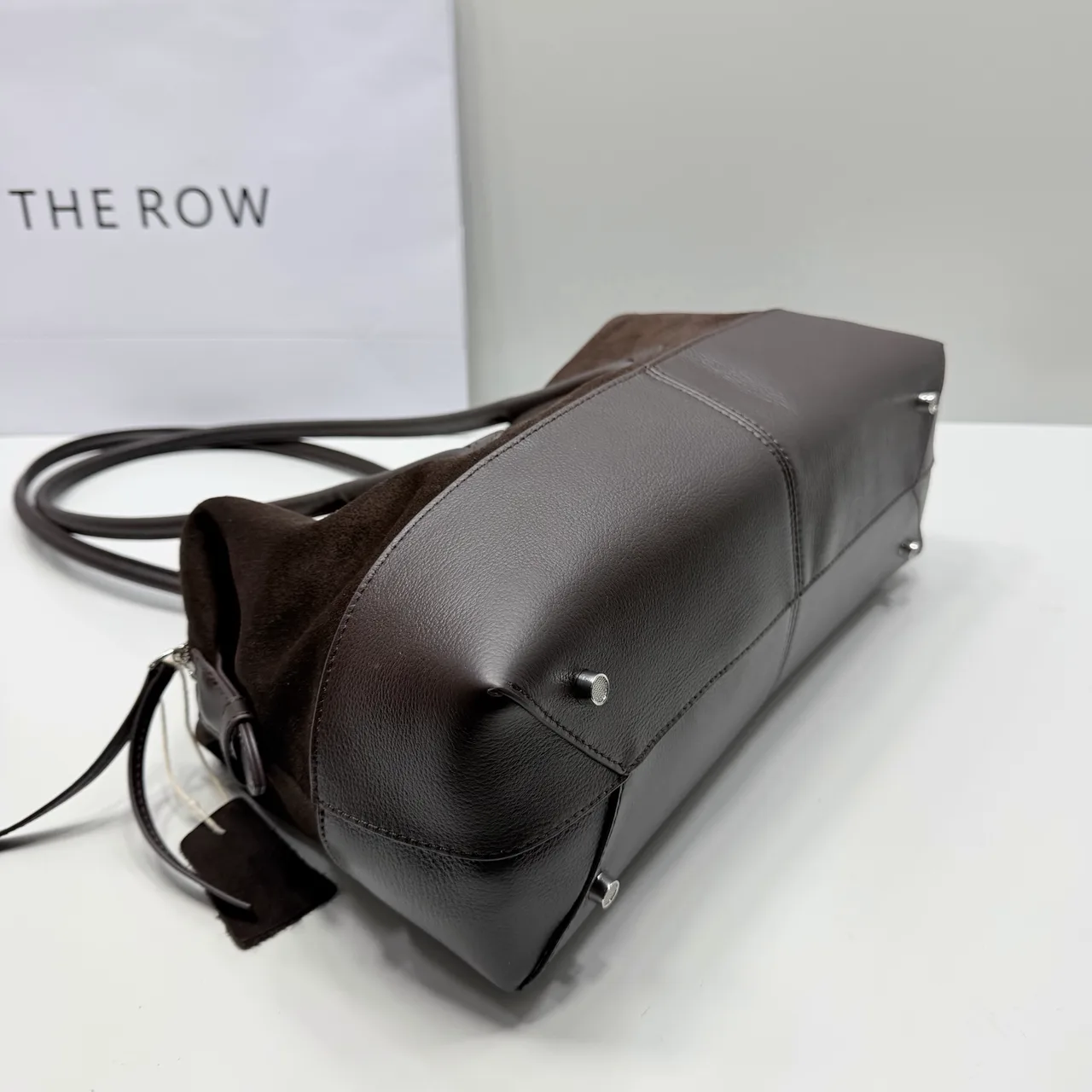 The Row Cowhide Suede Suede-Look Bowling Shoulder Bag in Brown · view 6