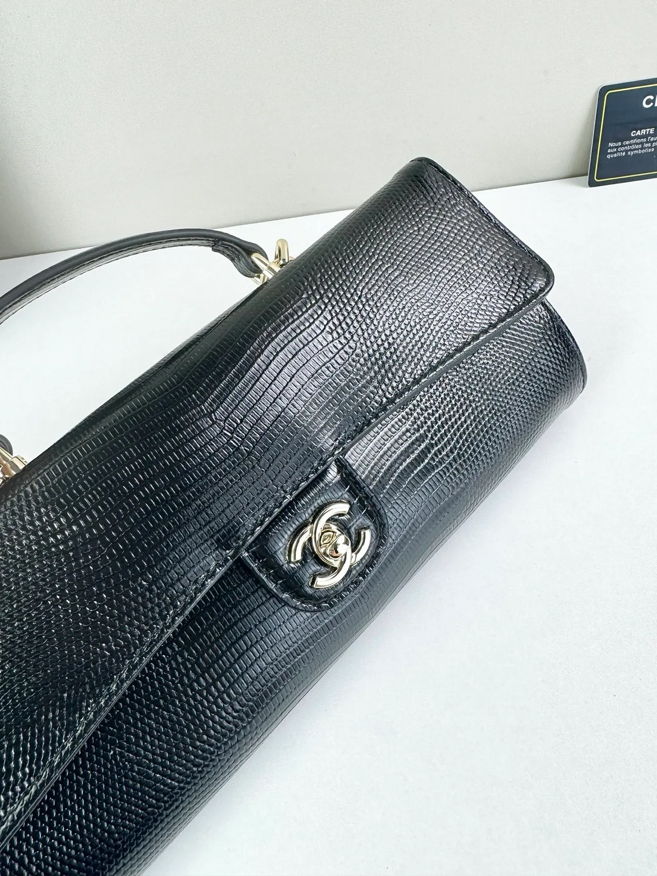 Chanel Baguette Top-Handle Clutch in Black · view 6