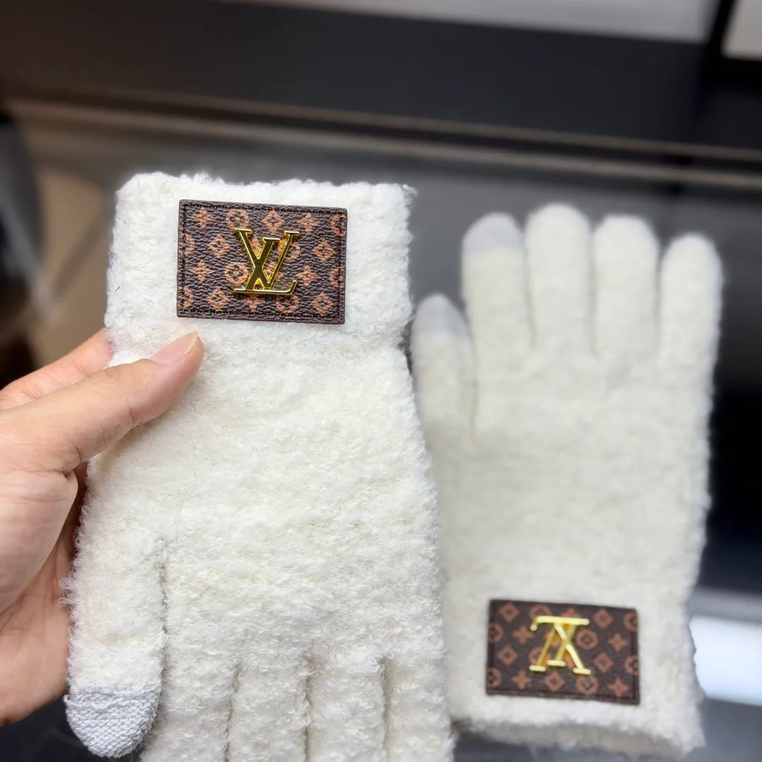 Louis Vuitton Wool Hat Scarf and Gloves Set in White · view 6