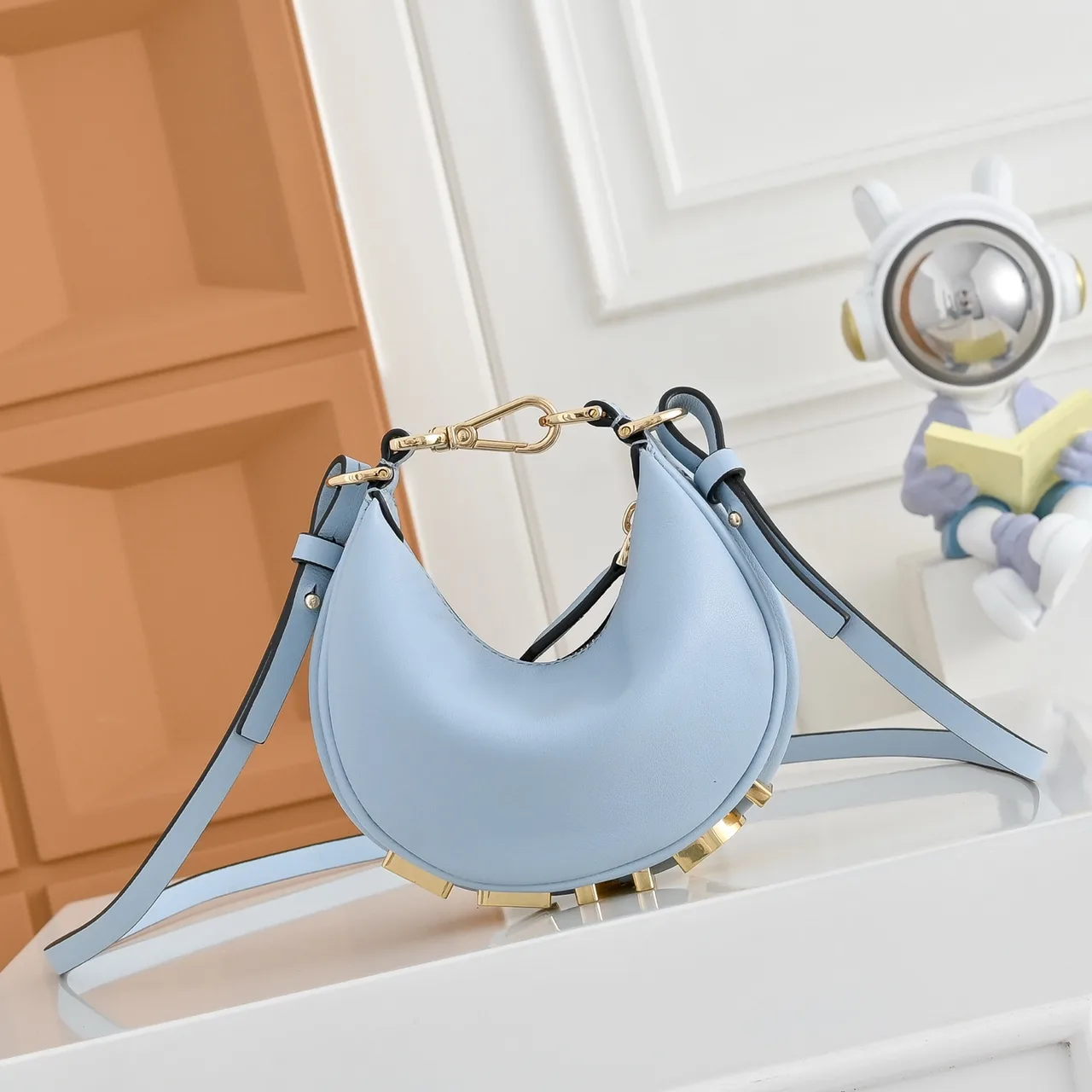 Fendi Crescent Shoulder Bag in Blue · view 2