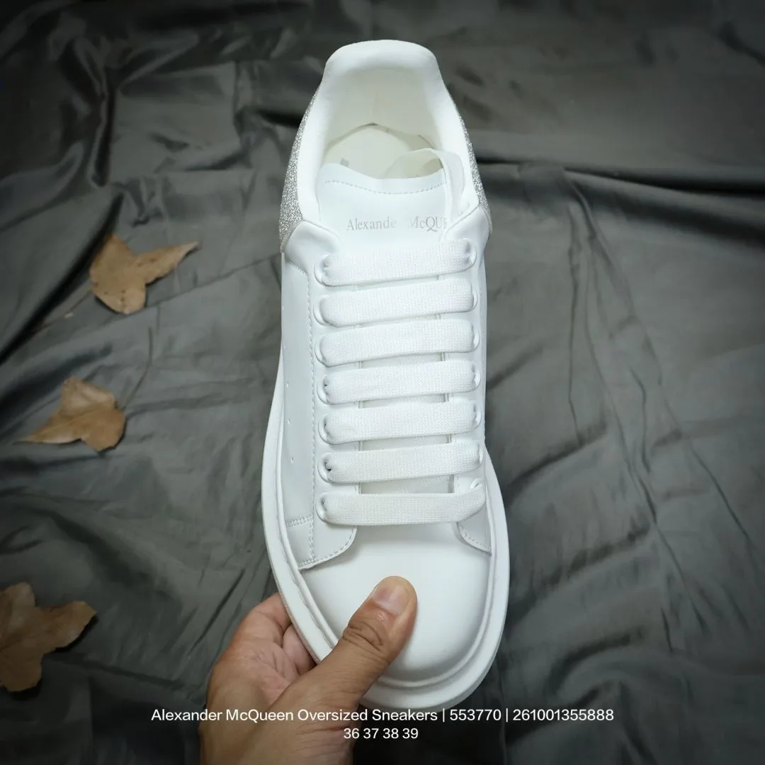Alexander McQueen Lambskin Glossy Sneakers in White · view 2