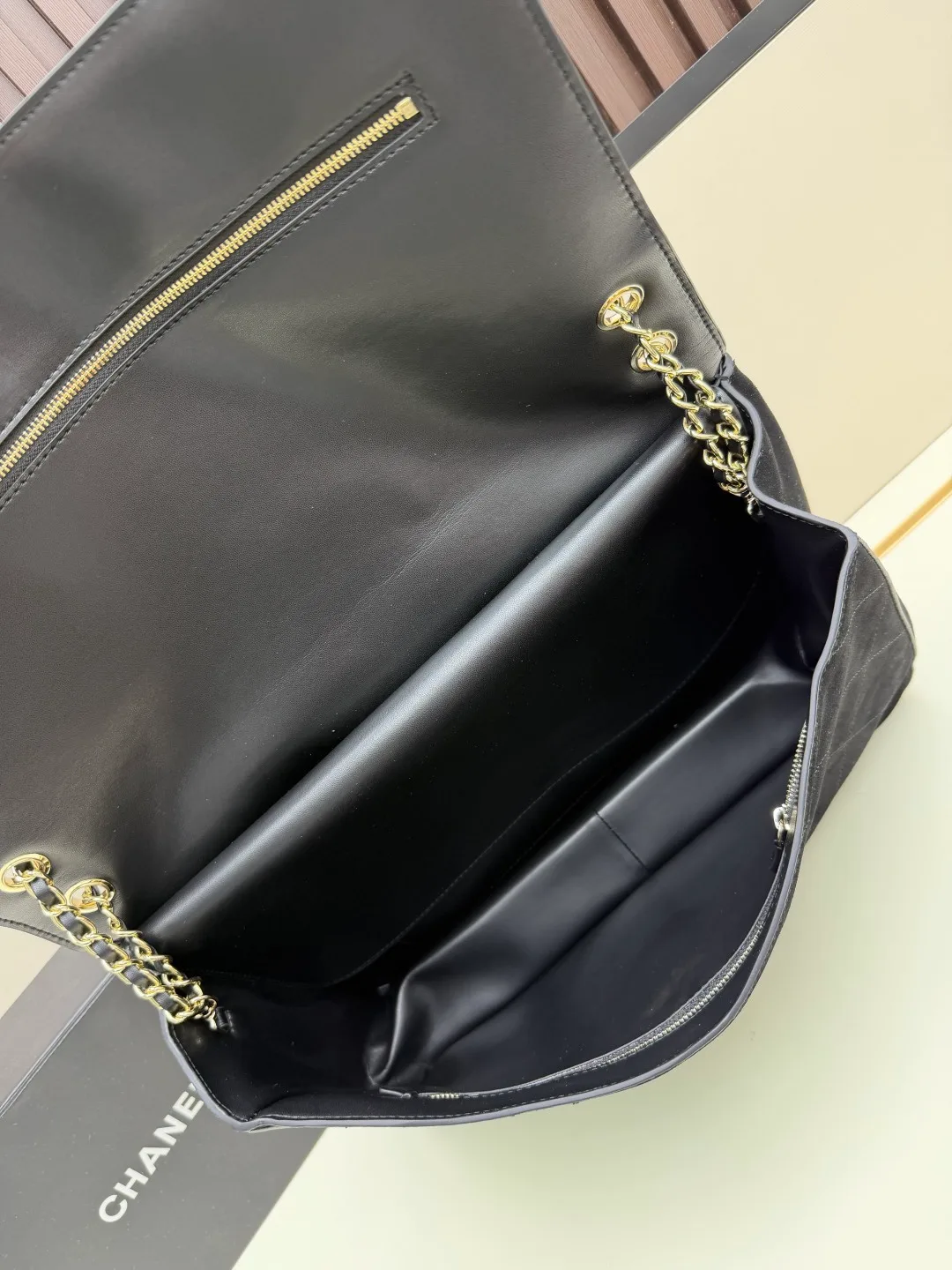 Chanel Suede Quilted Crossbody Bag in Black · view 7