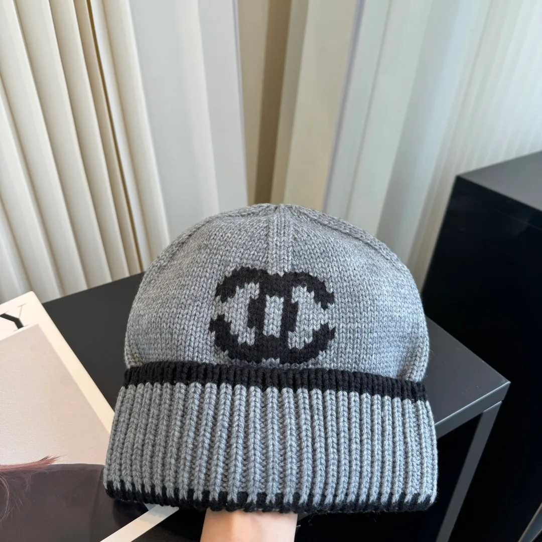 Chanel Ribbed Beanie in Grey · view 1