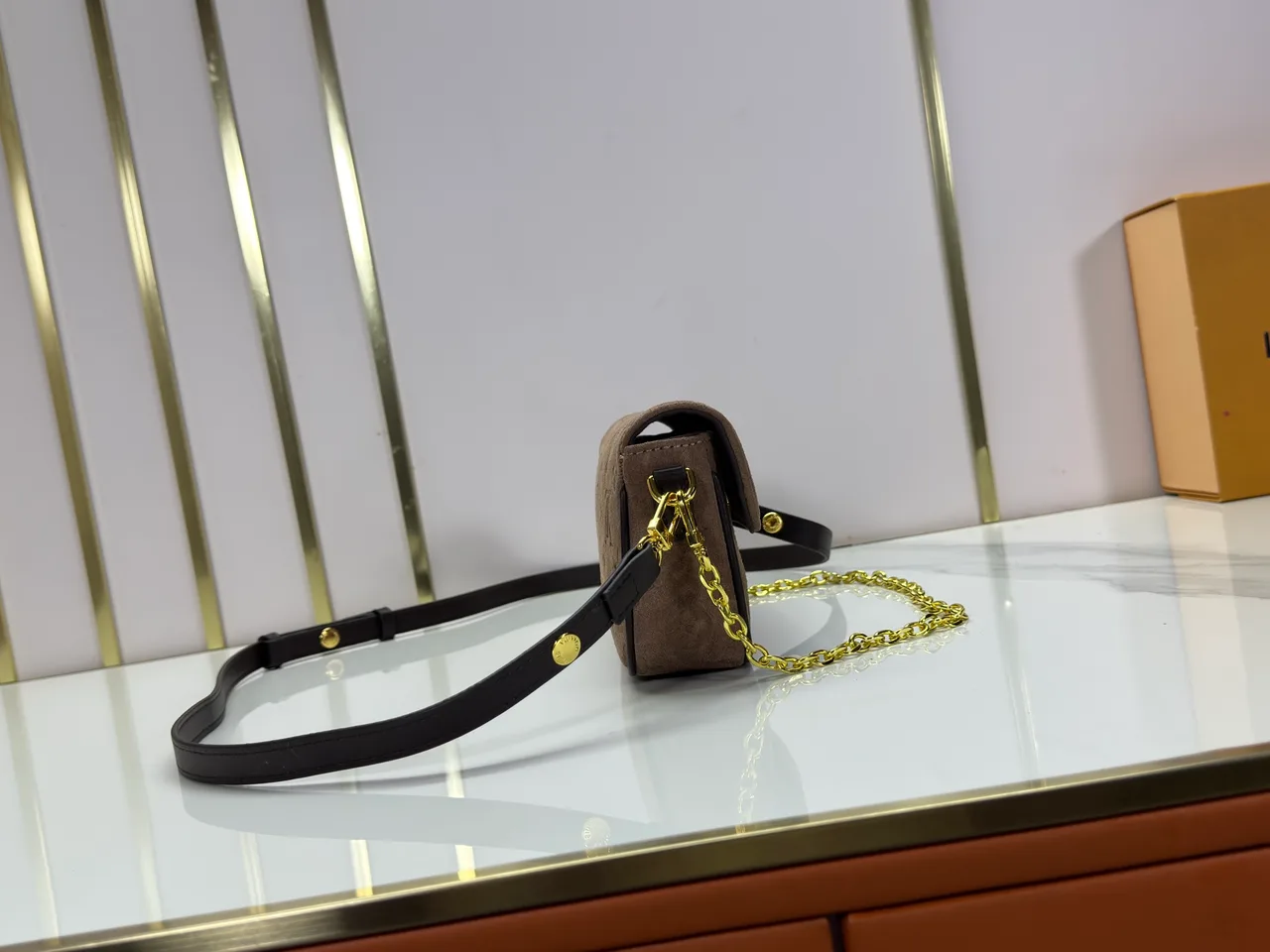 Louis Vuitton Leather Suede-Look Handbag in Brown · view 3