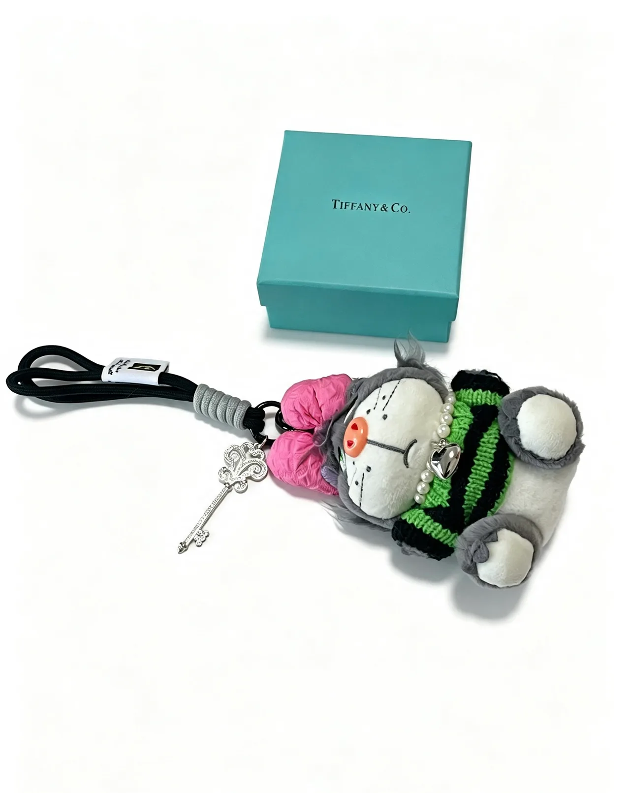 Tiffany & Co. Striped Plush Bag Charm in Grey · view 3