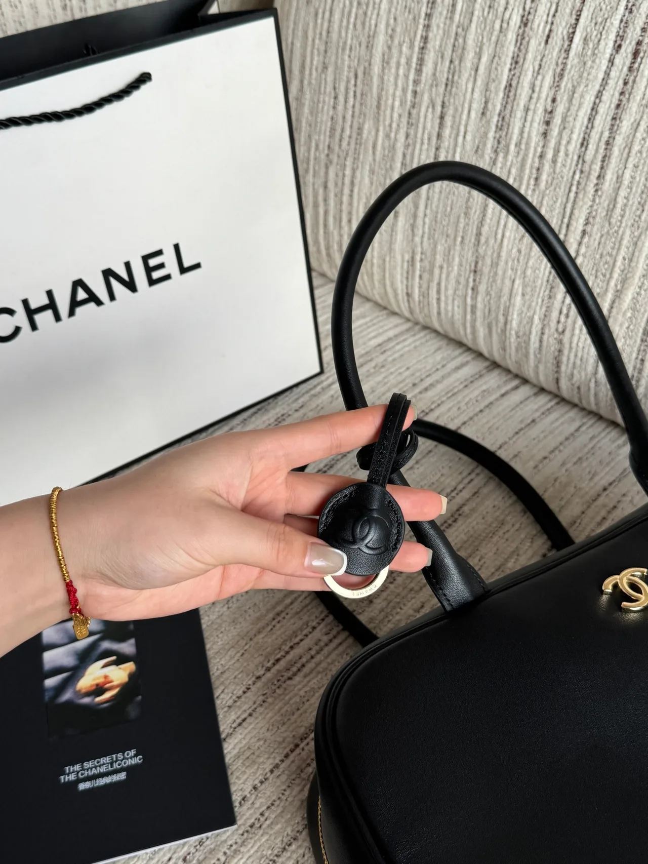 Chanel Glossy Top-Handle Bag in Black · view 7