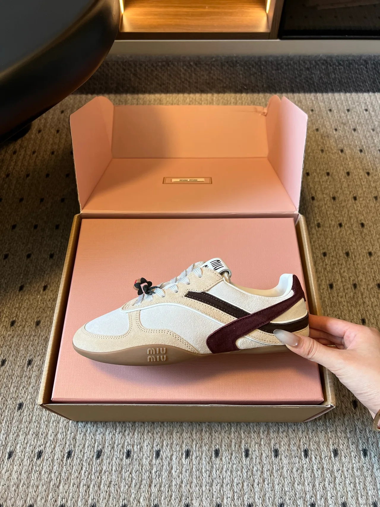 Miu Miu Low-Top Sneakers in Cream · view 4