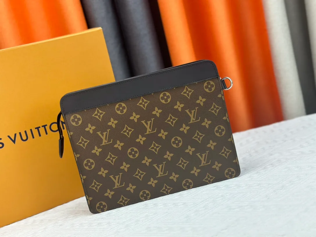 Louis Vuitton Canvas Clutch in Brown · view 3