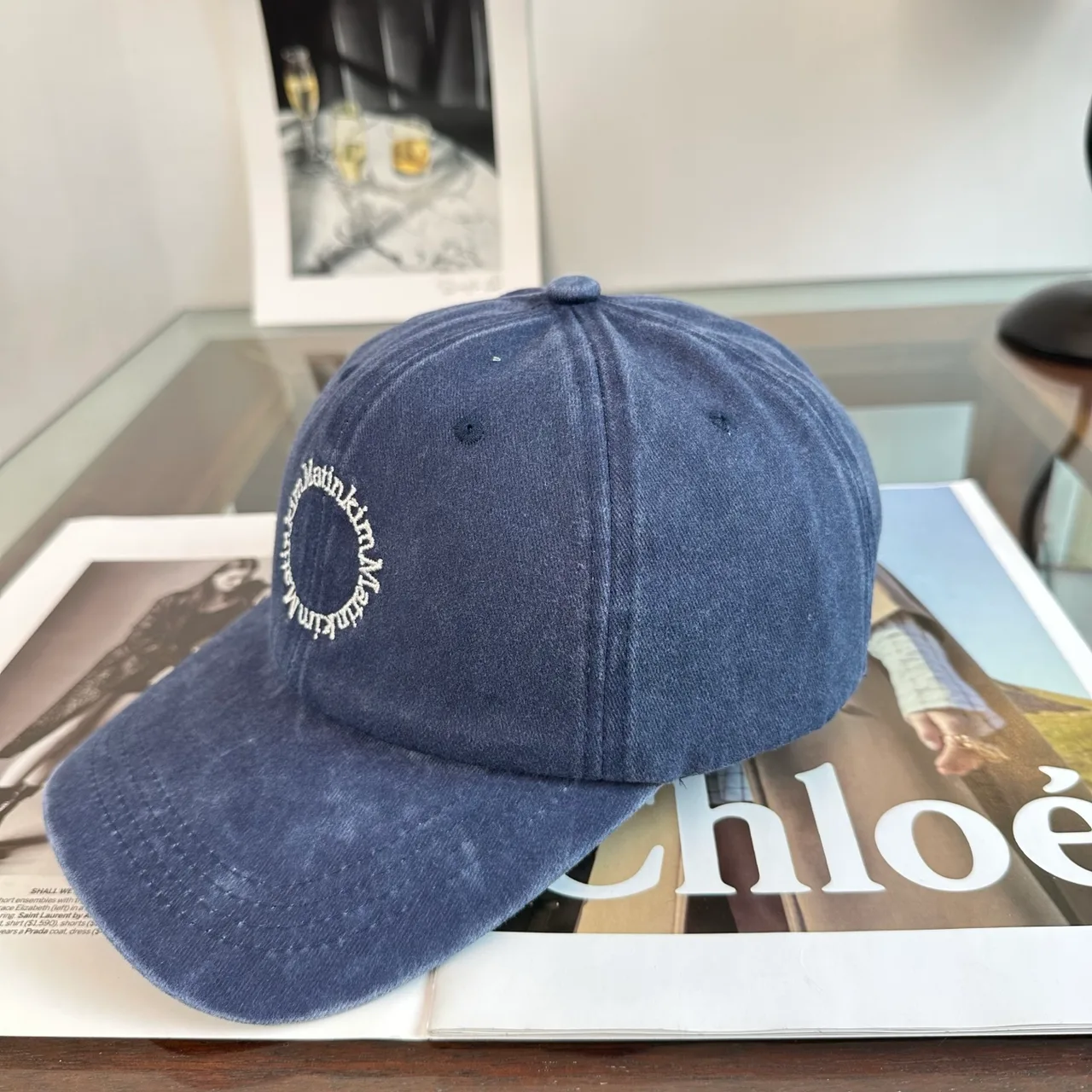 Matin Kim Baseball Cap in Blue & Black & White · view 4