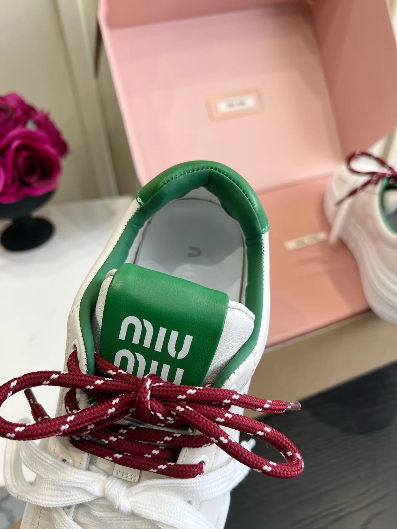 Miu Miu Cowhide Denim Sneakers in White · view 8