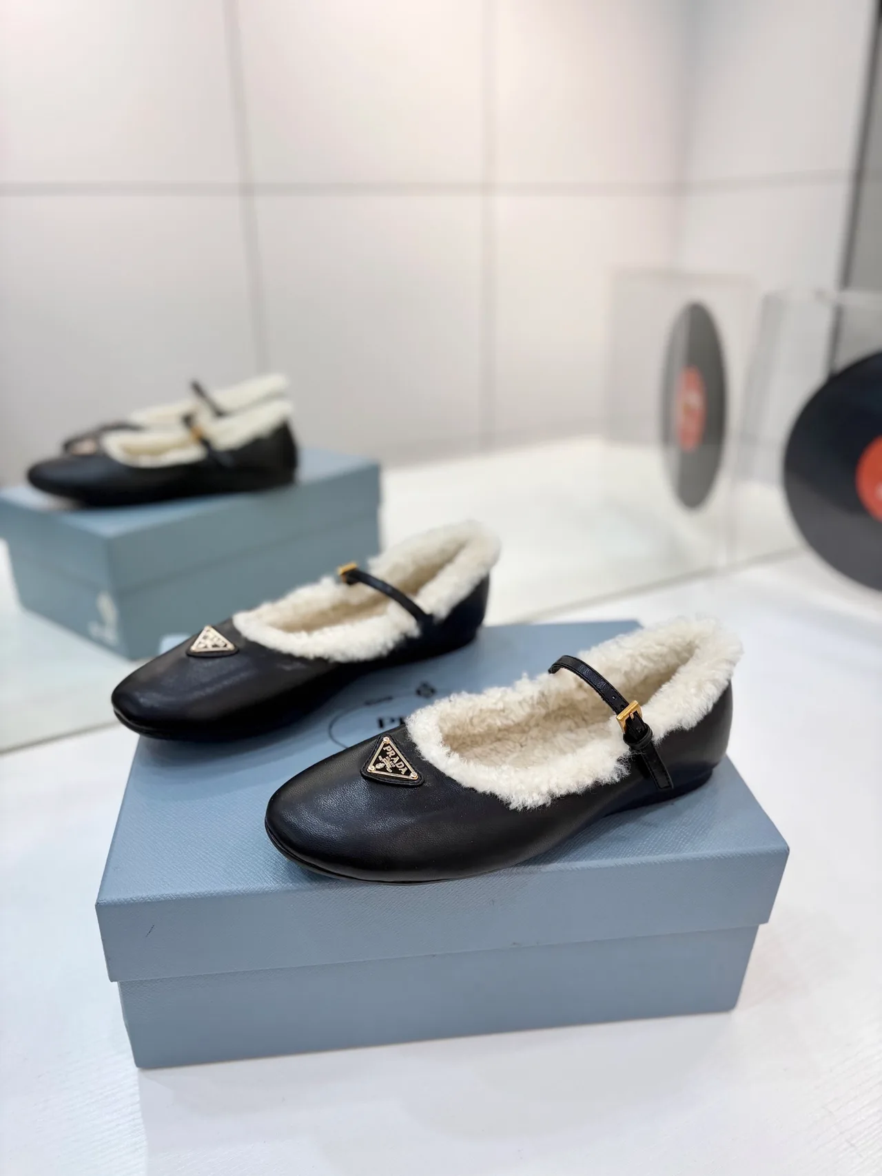 Prada Smooth Mary Jane Shoes in Black · view 2