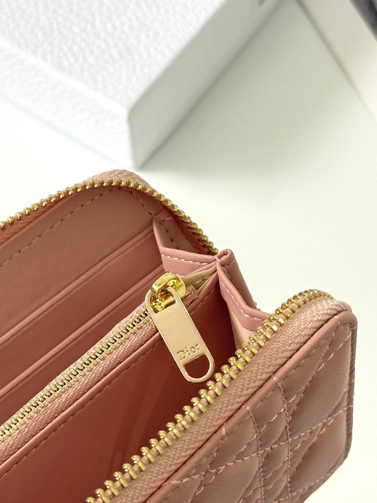 Dior Lambskin Quilted Glossy Wallet in Pink · view 6