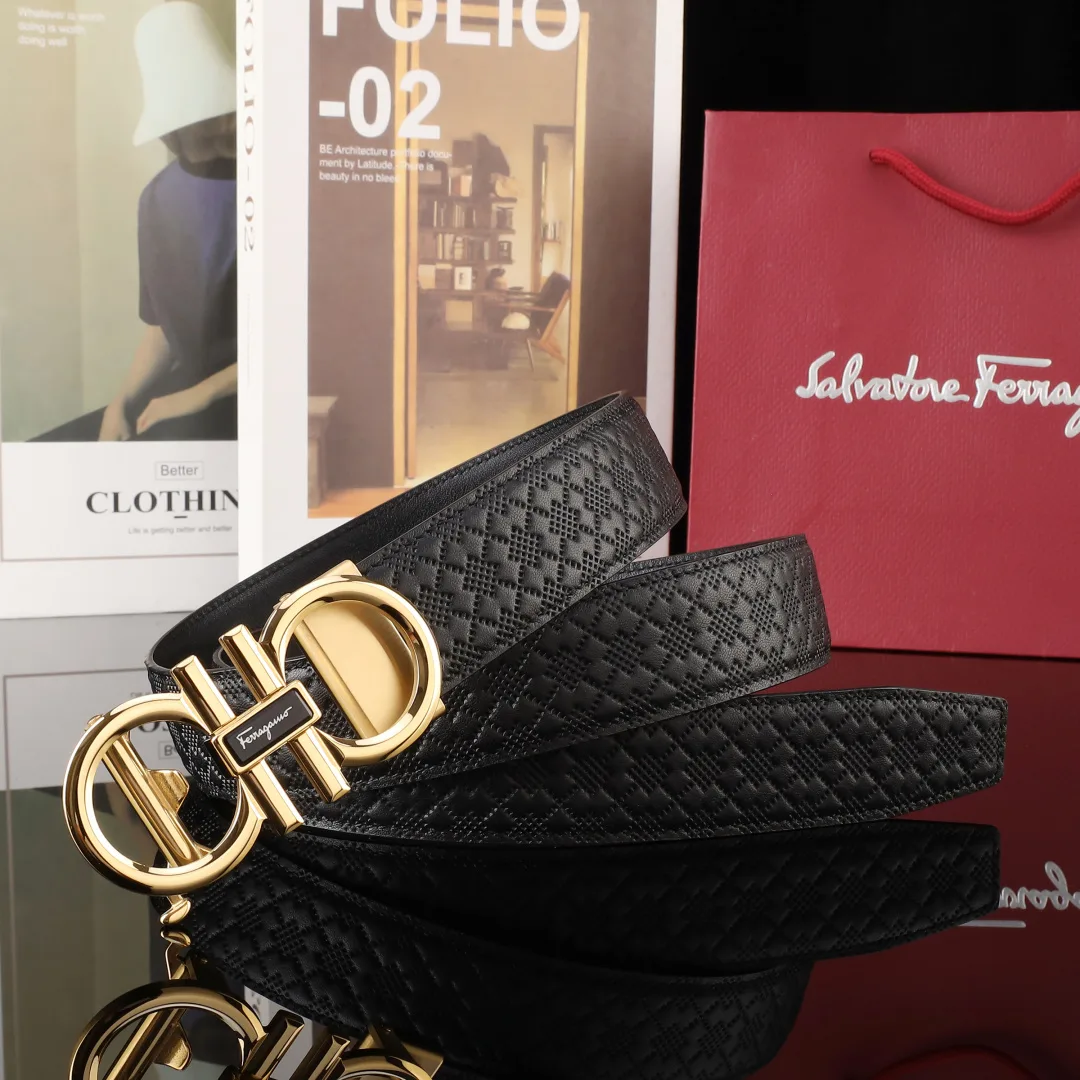 Ferragamo Gancini Buckle Belt in Black · view 4