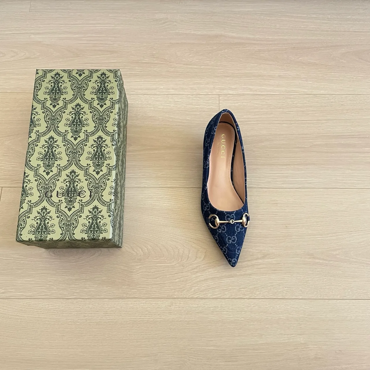 Gucci Monogram Kitten Heel Pumps in Blue · view 7