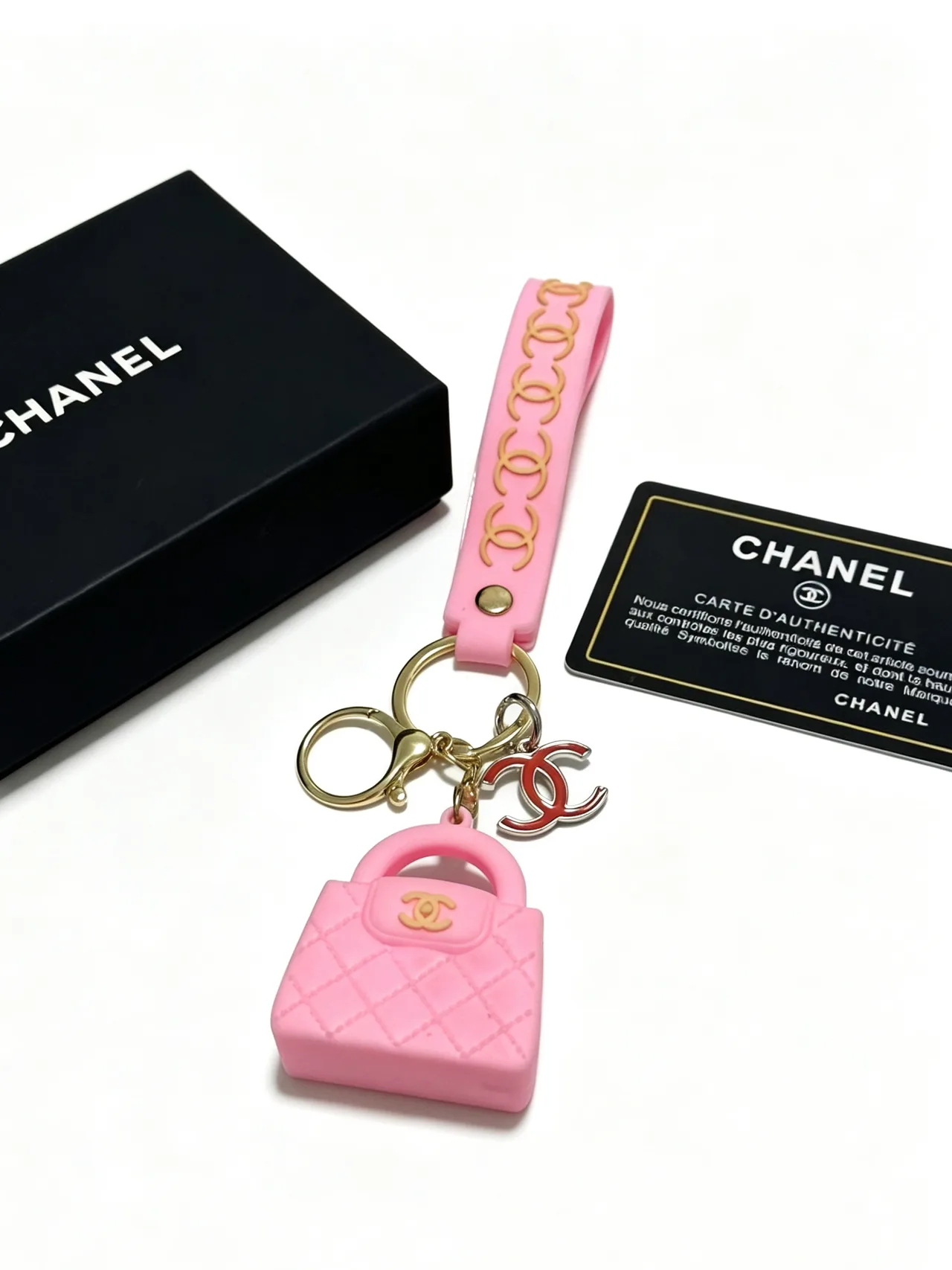 Chanel Mini Bag Keychain in Pink · view 4