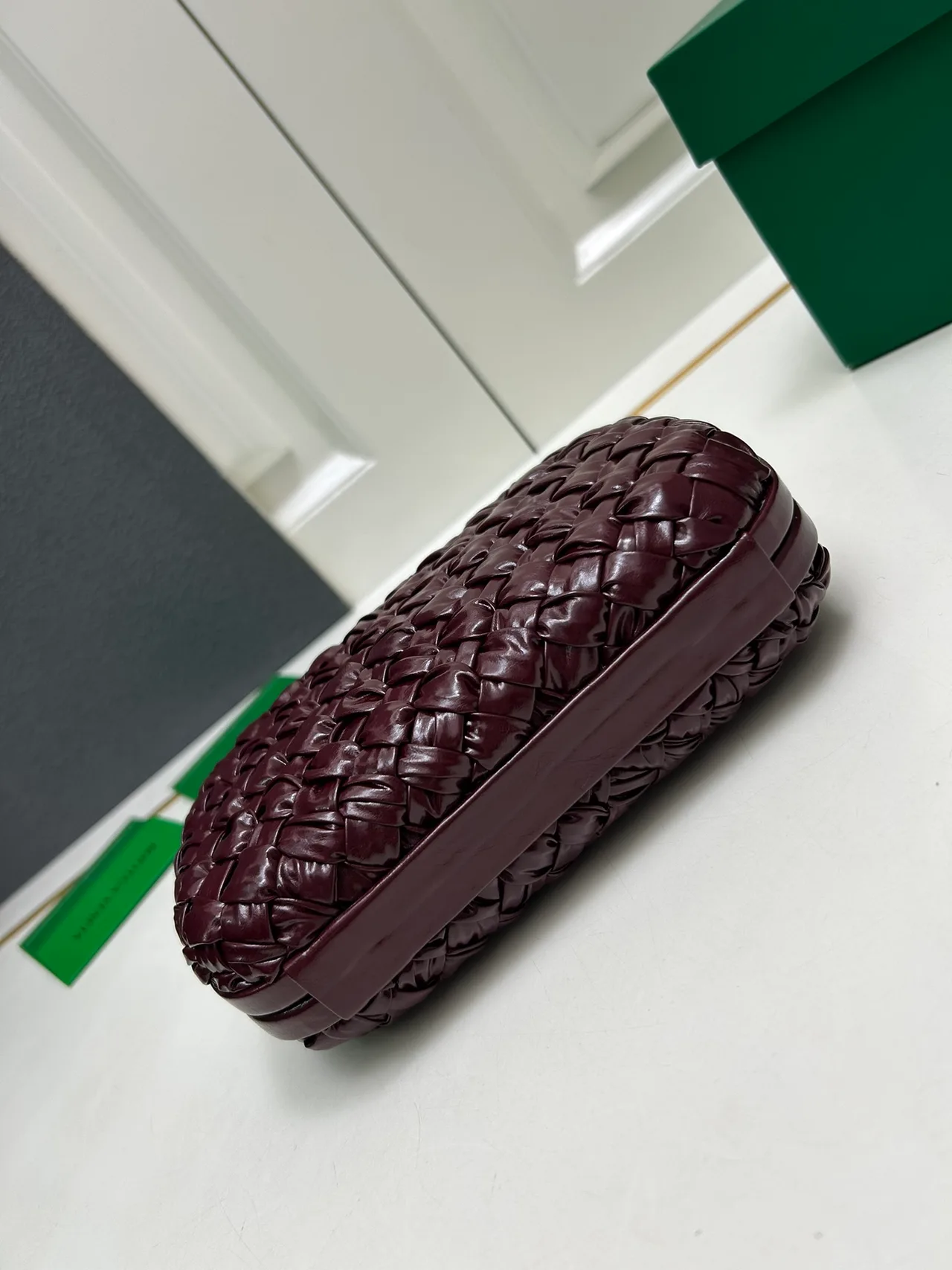 Bottega Veneta Woven Clutch in Burgundy · view 3