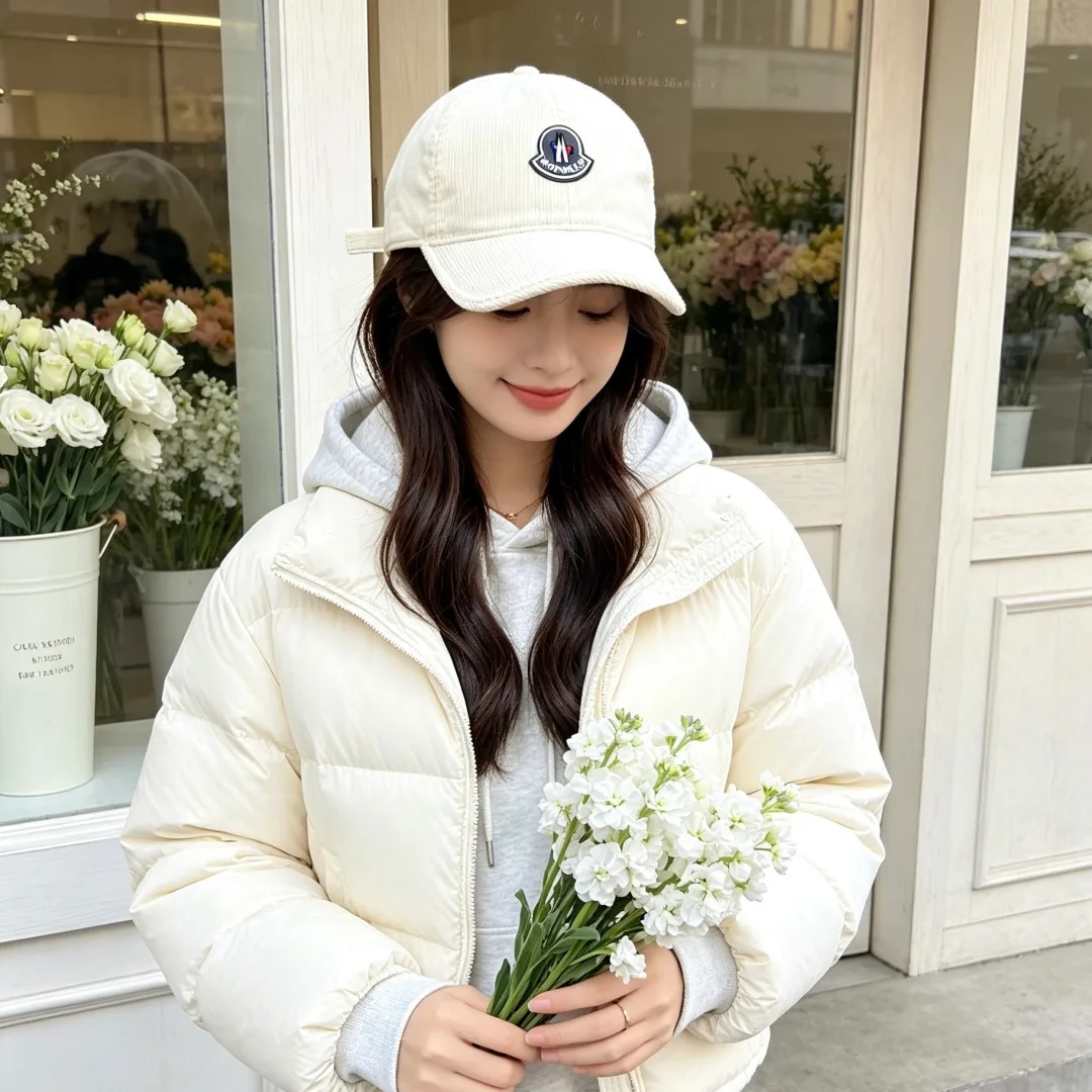 Moncler Smooth Baseball Cap in Cream · view 2