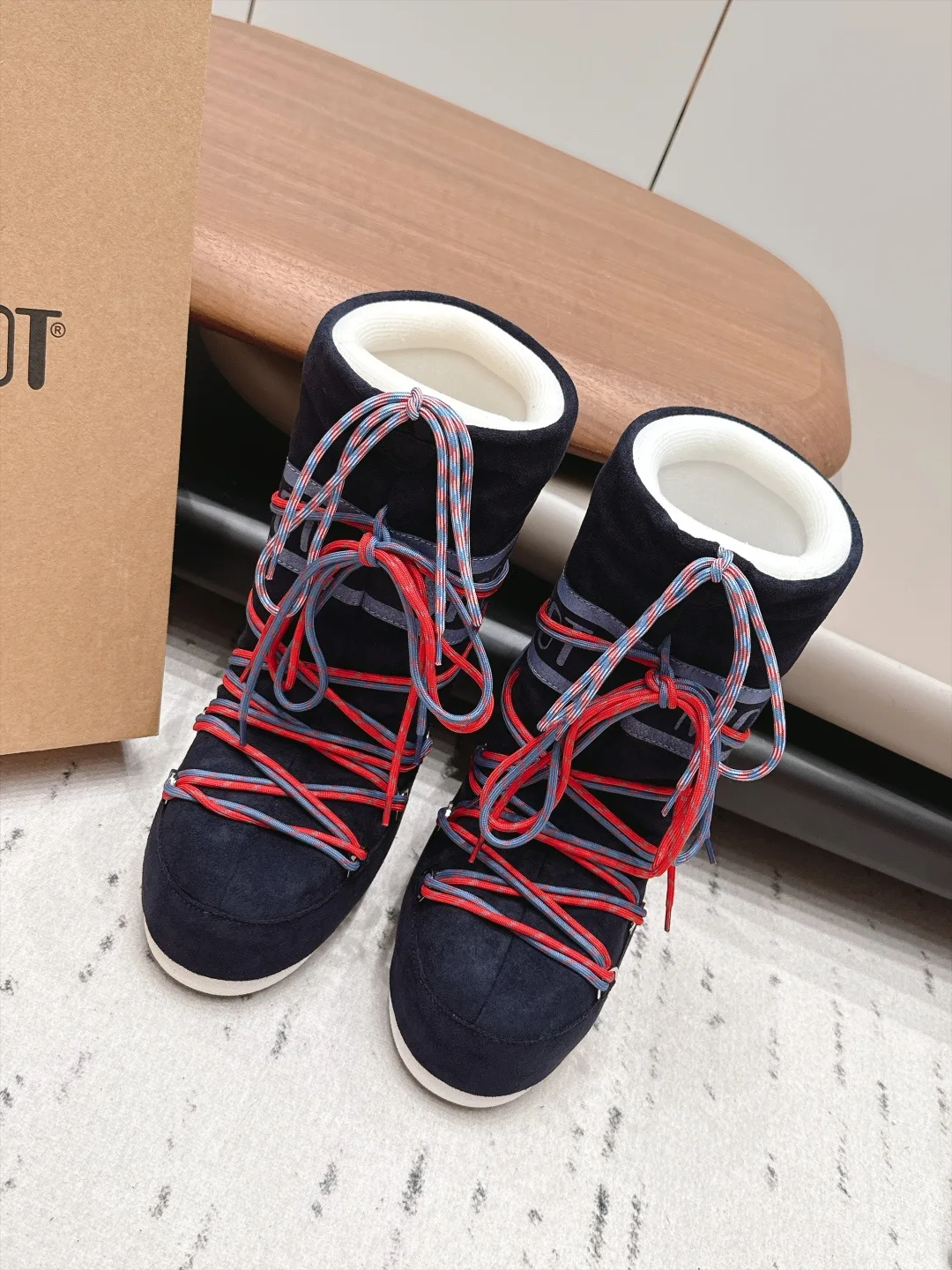 Moon Boot Lace-Up Snow Boots in Blue · view 1
