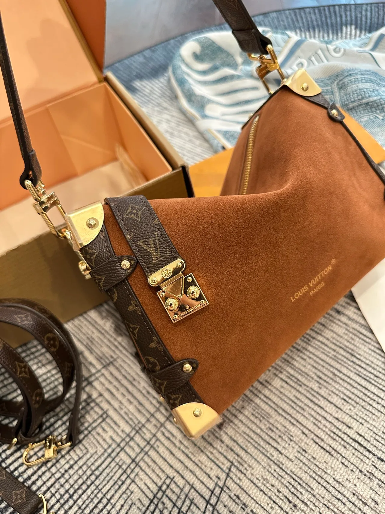 Louis Vuitton Suede Handbag in Brown · view 5