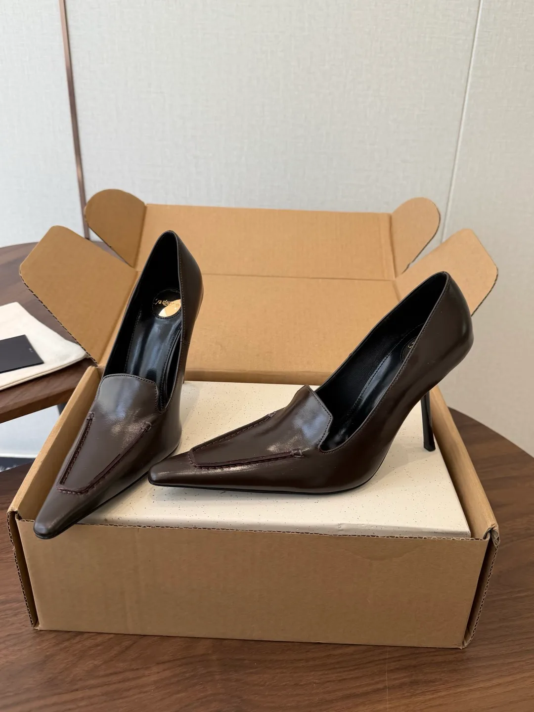 Saint Laurent Cowhide Pumps in Brown · view 3