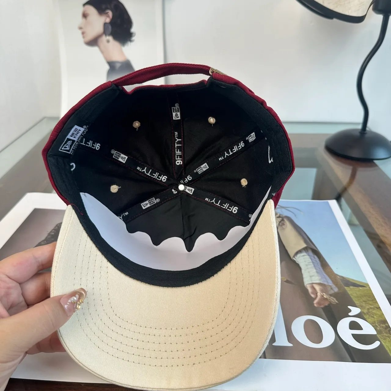 New Era Embroidered Baseball Cap in Burgundy · view 8