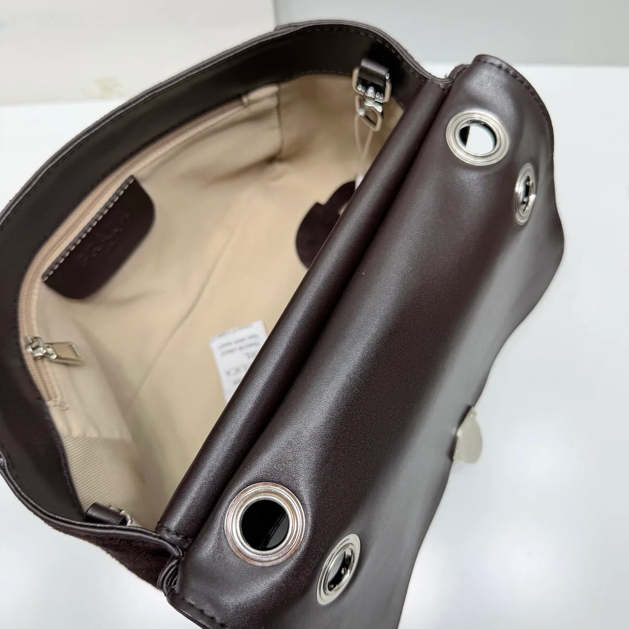 Prada Suede-Look Flap Shoulder Bag in Brown · view 7