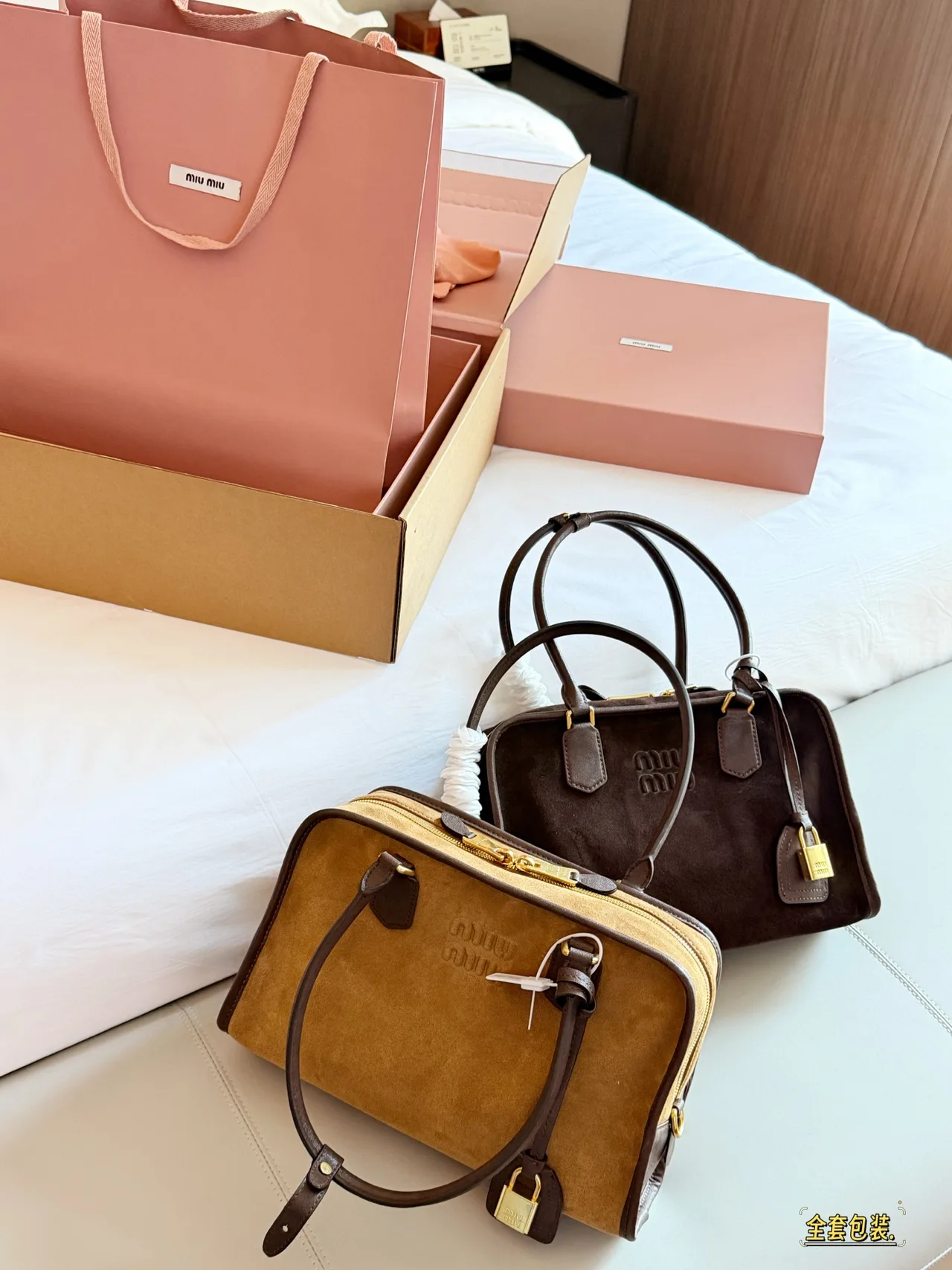 Miu Miu Suede top-handle bag in Brown · view 8