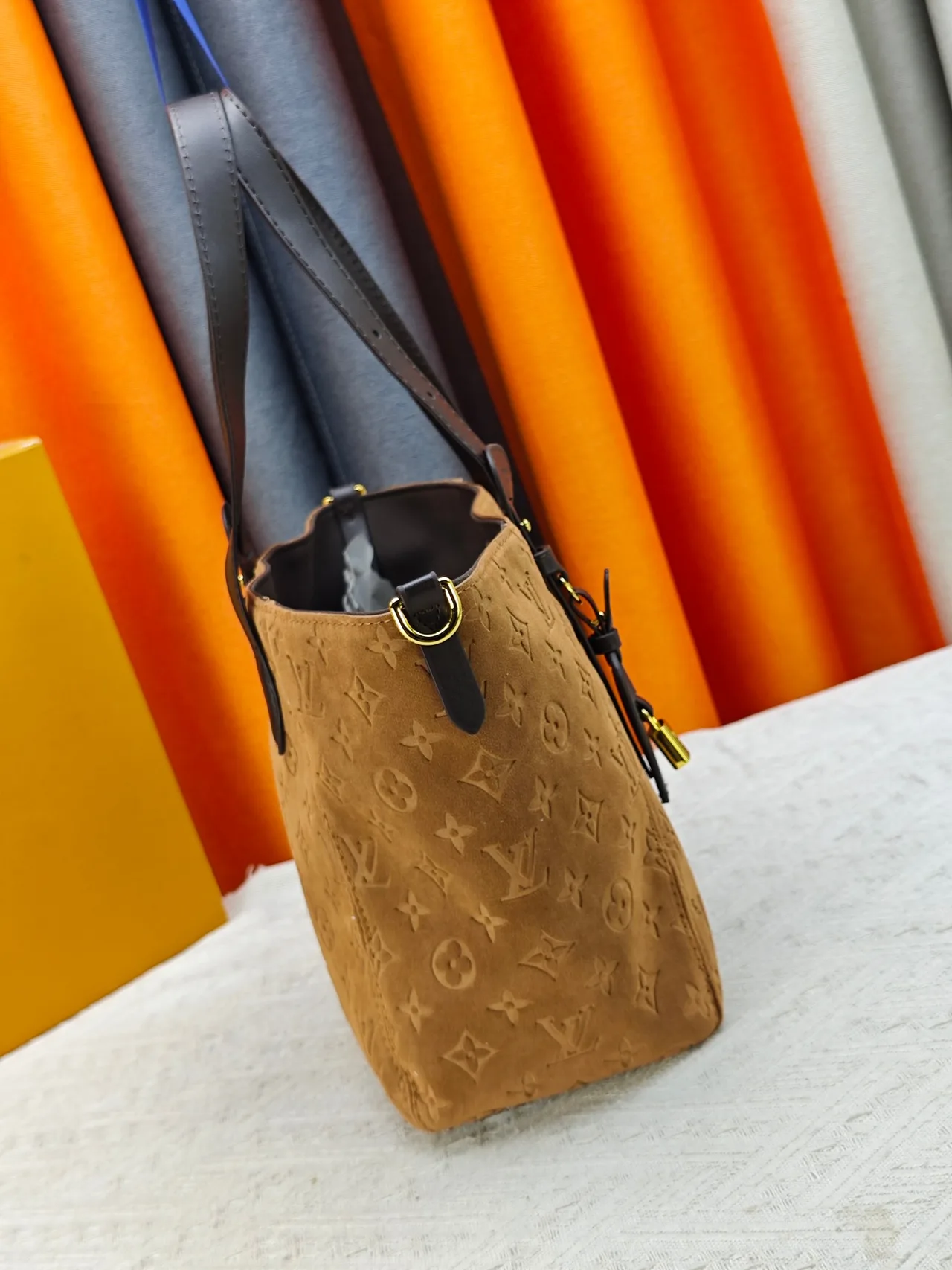 Louis Vuitton Cowhide Suede Monogram Tote in Tan · view 3