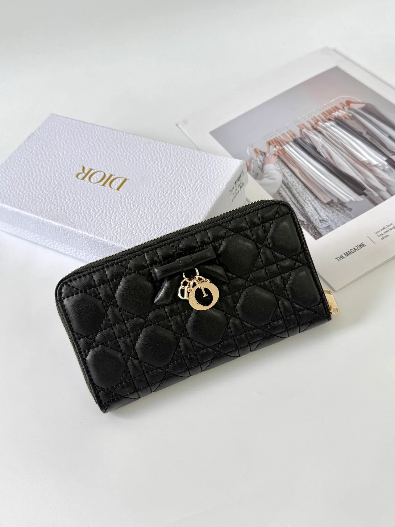Dior Lambskin Quilted Wallet in Black · view 1