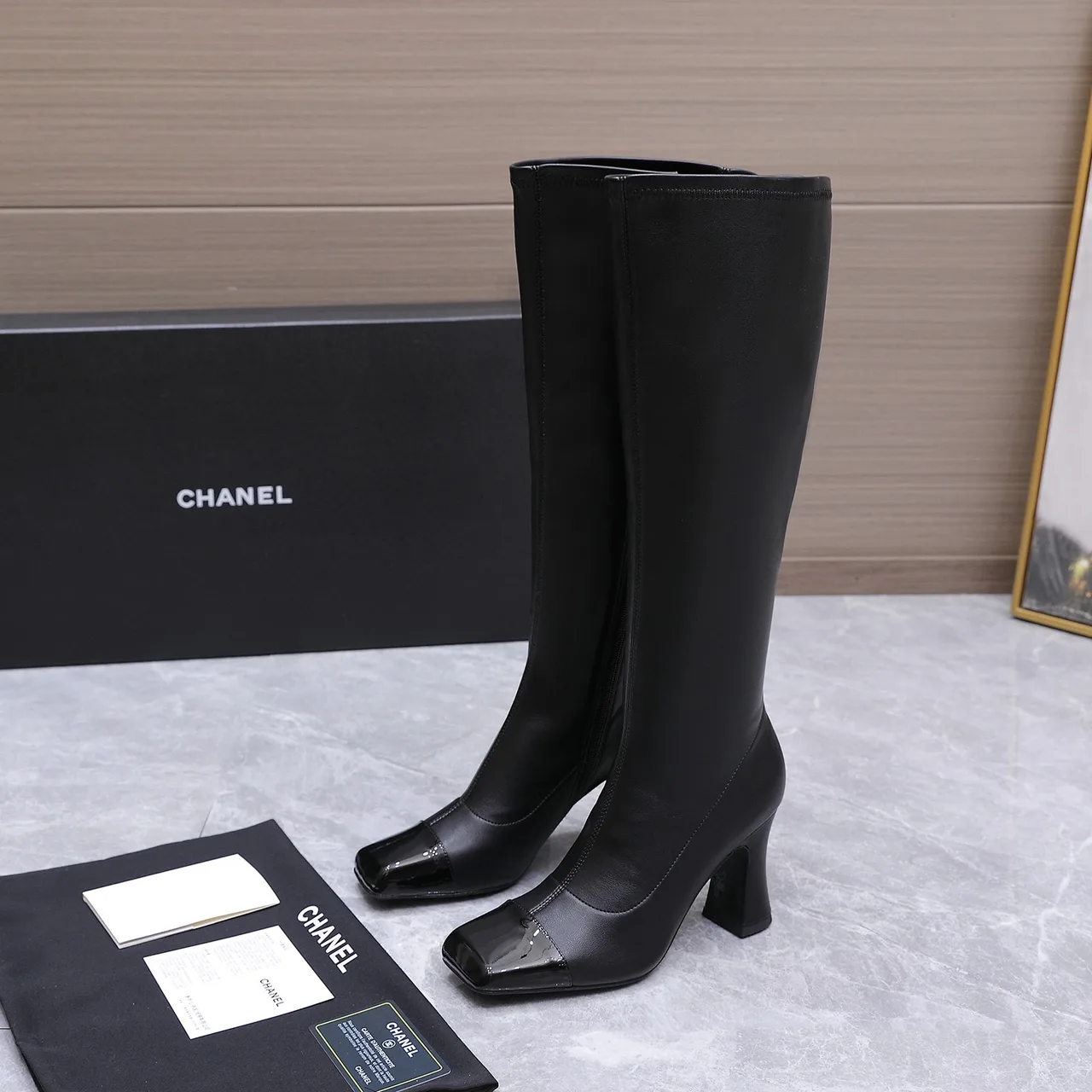 Chanel Cowhide Boots in Black · view 5