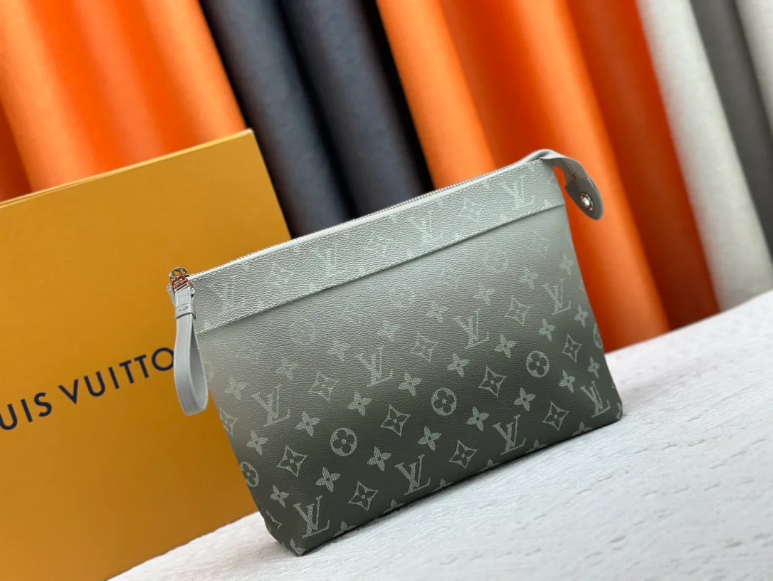 Louis Vuitton Leather Clutch in Grey · view 3