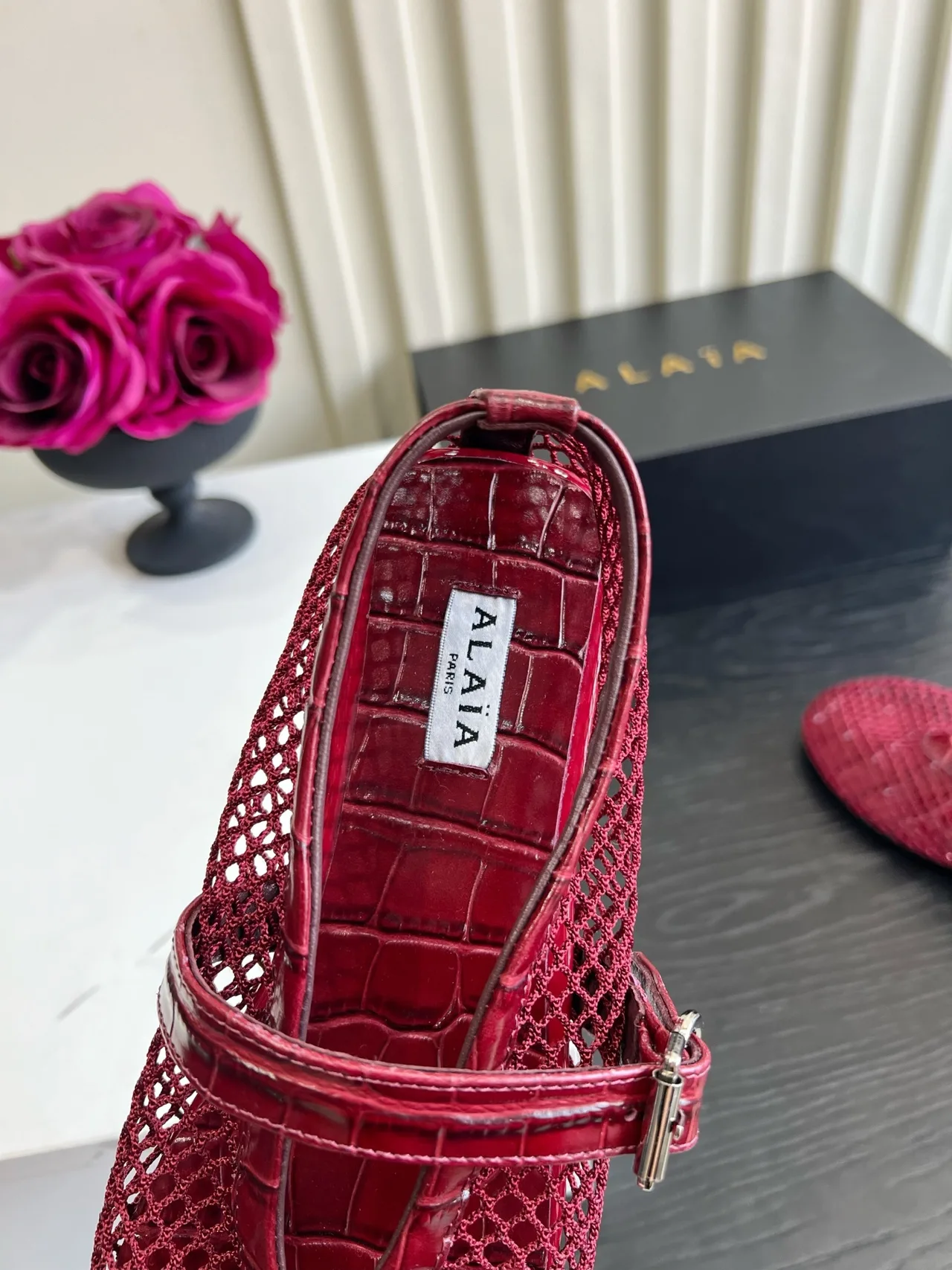 Alaia Sheepskin Ballet Flats in Red · view 7