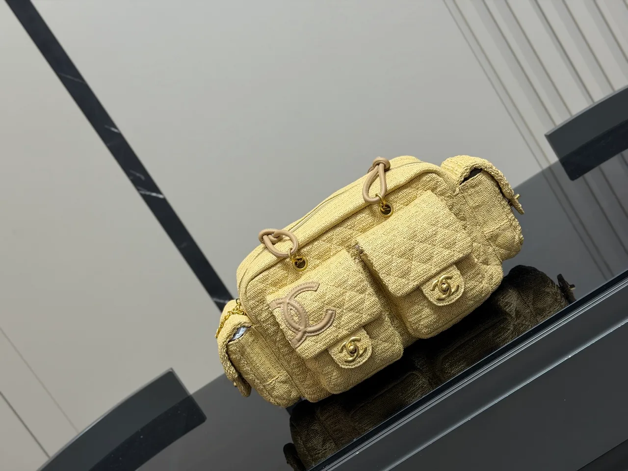 Chanel Denim Shoulder Bag in Yellow · view 1