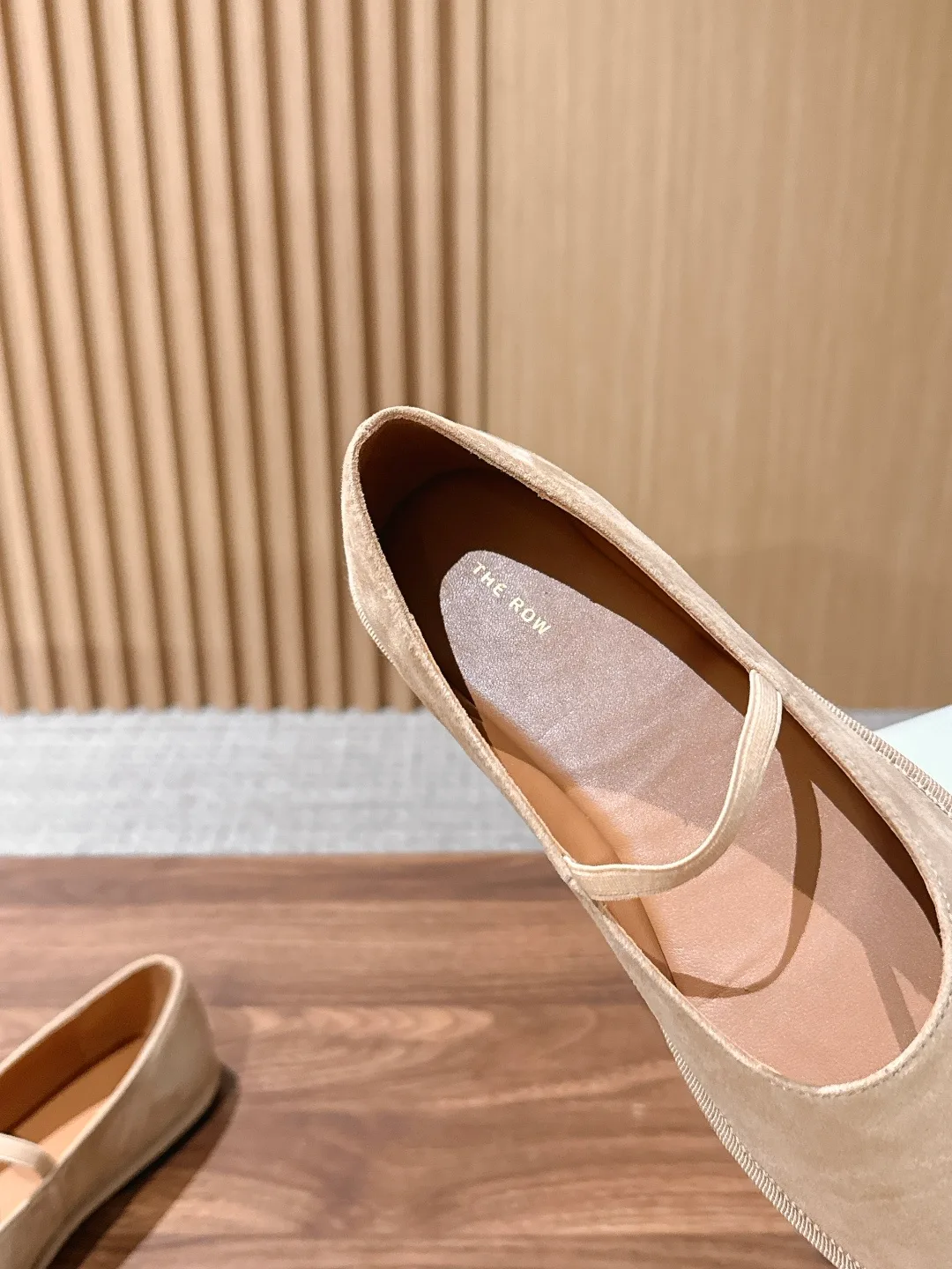 The Row Square-Toe Mary Jane Flats in Beige · view 8