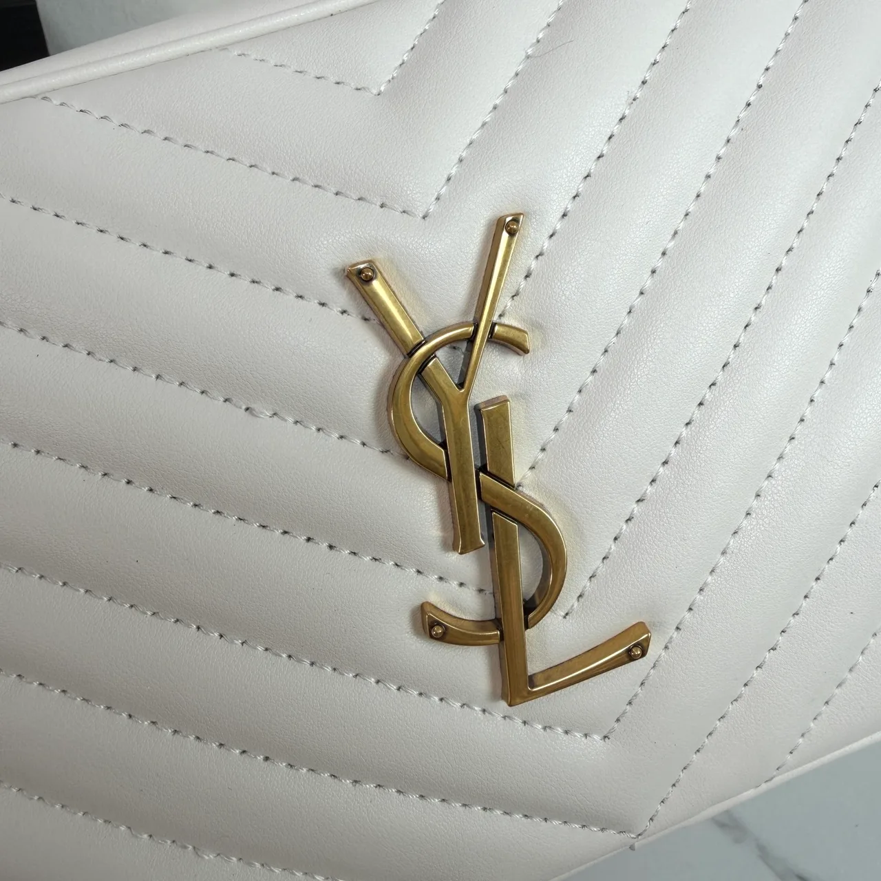 Saint Laurent Quilted Handbag in White · view 5
